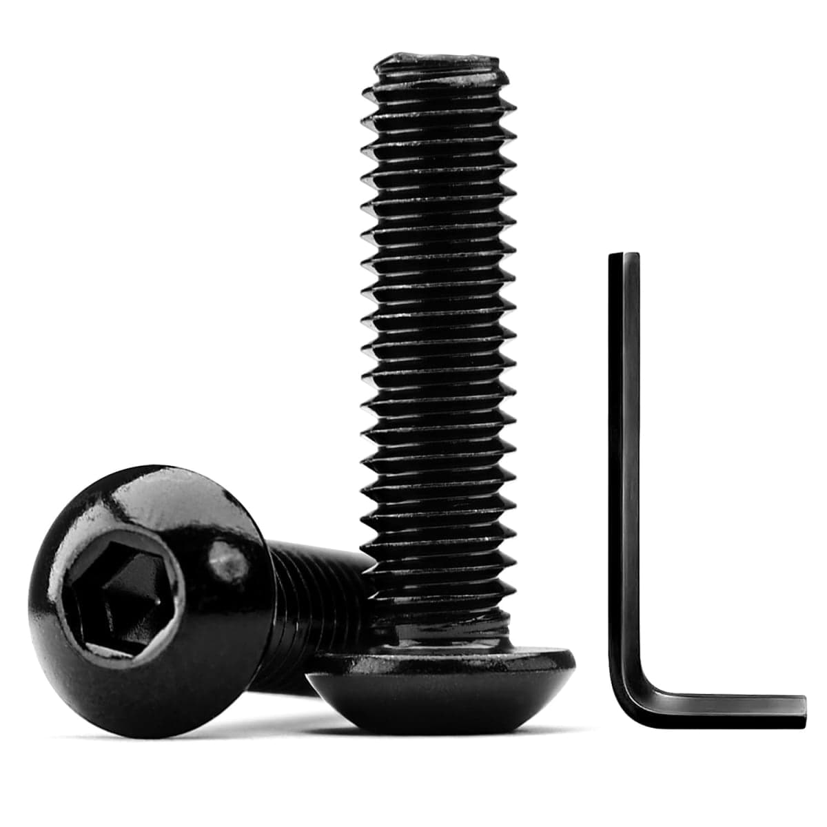 1/4-20 x 3-1/2 Button Head Socket Cap Screws, Stainless Steel 18-8(304), Black Oxide, Allen Hex Drive, Full Thread, 10 PCS (with Hex Spanner) — image 1