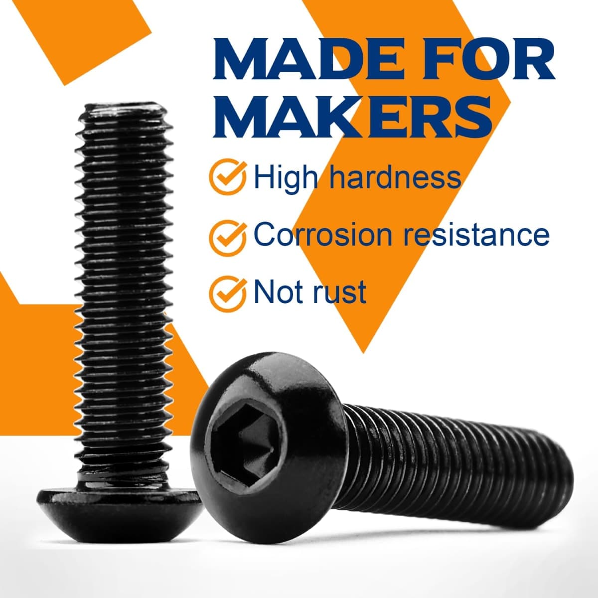 1/4-20 x 3-1/2 Button Head Socket Cap Screws, Stainless Steel 18-8(304), Black Oxide, Allen Hex Drive, Full Thread, 10 PCS (with Hex Spanner) thumbnail 4