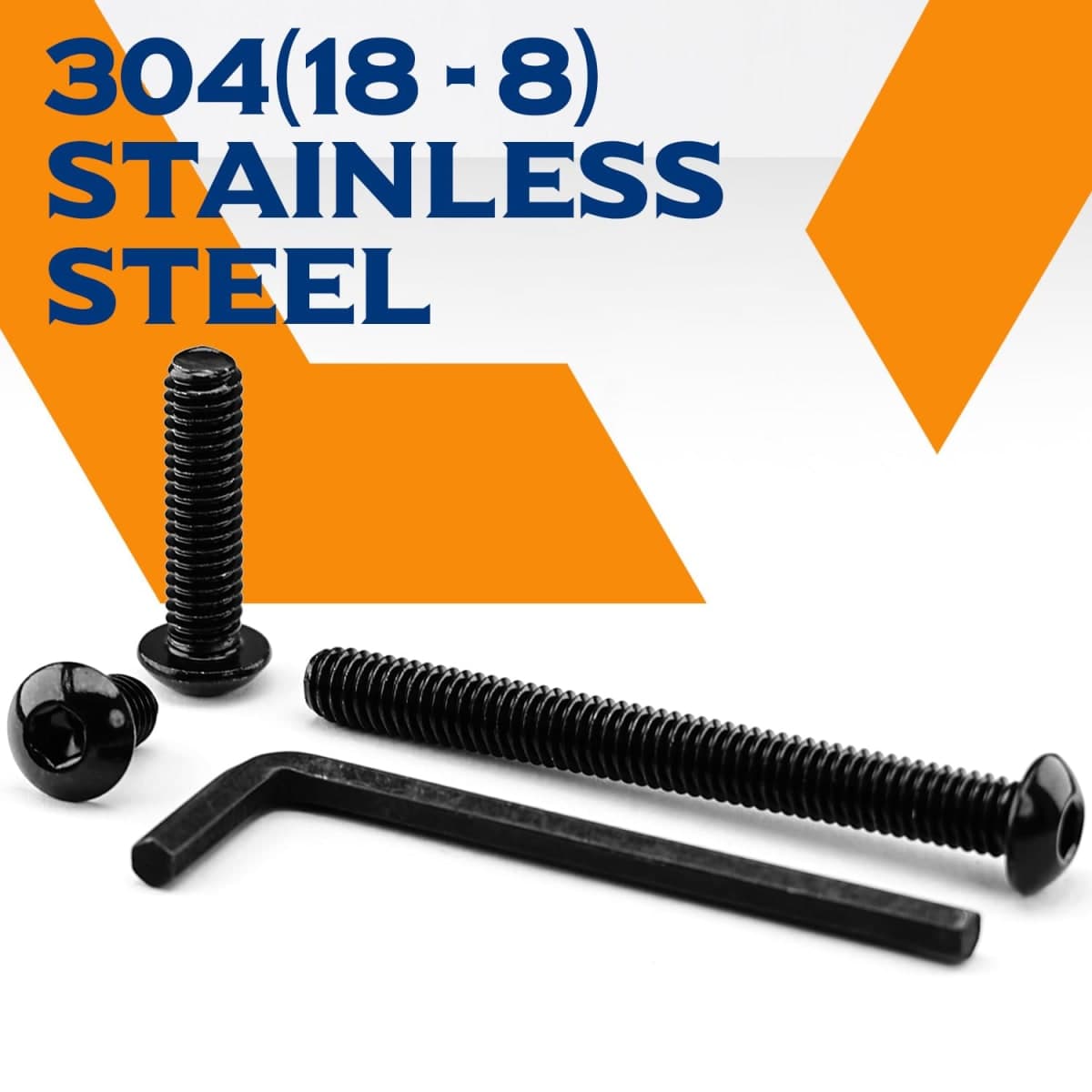 1/4-20 x 3-1/2 Button Head Socket Cap Screws, Stainless Steel 18-8(304), Black Oxide, Allen Hex Drive, Full Thread, 10 PCS (with Hex Spanner) thumbnail 5
