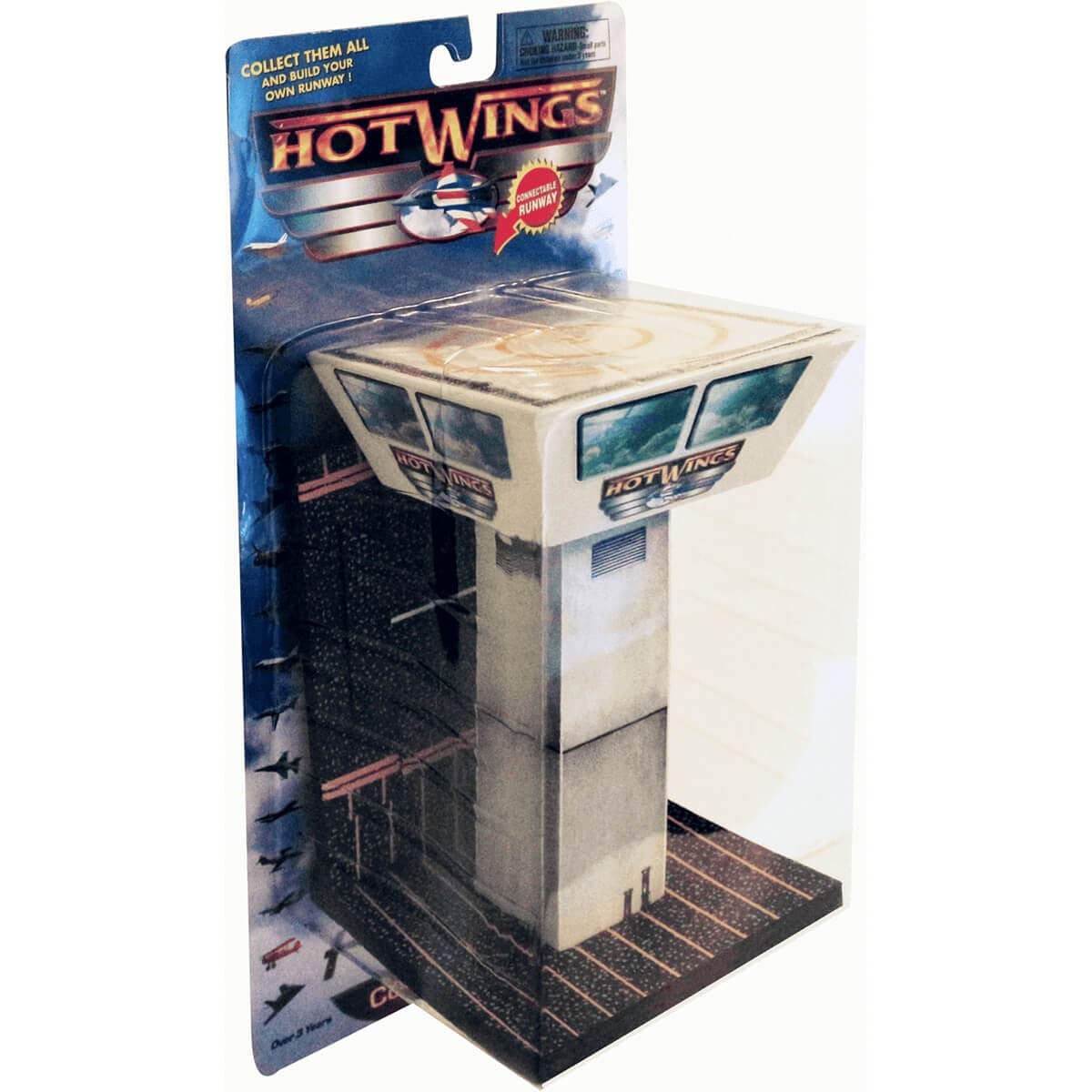 Hot Wings Control Tower with Connectible Runway Die Cast Model Airplane, Grey, Black, Yellow — image 1