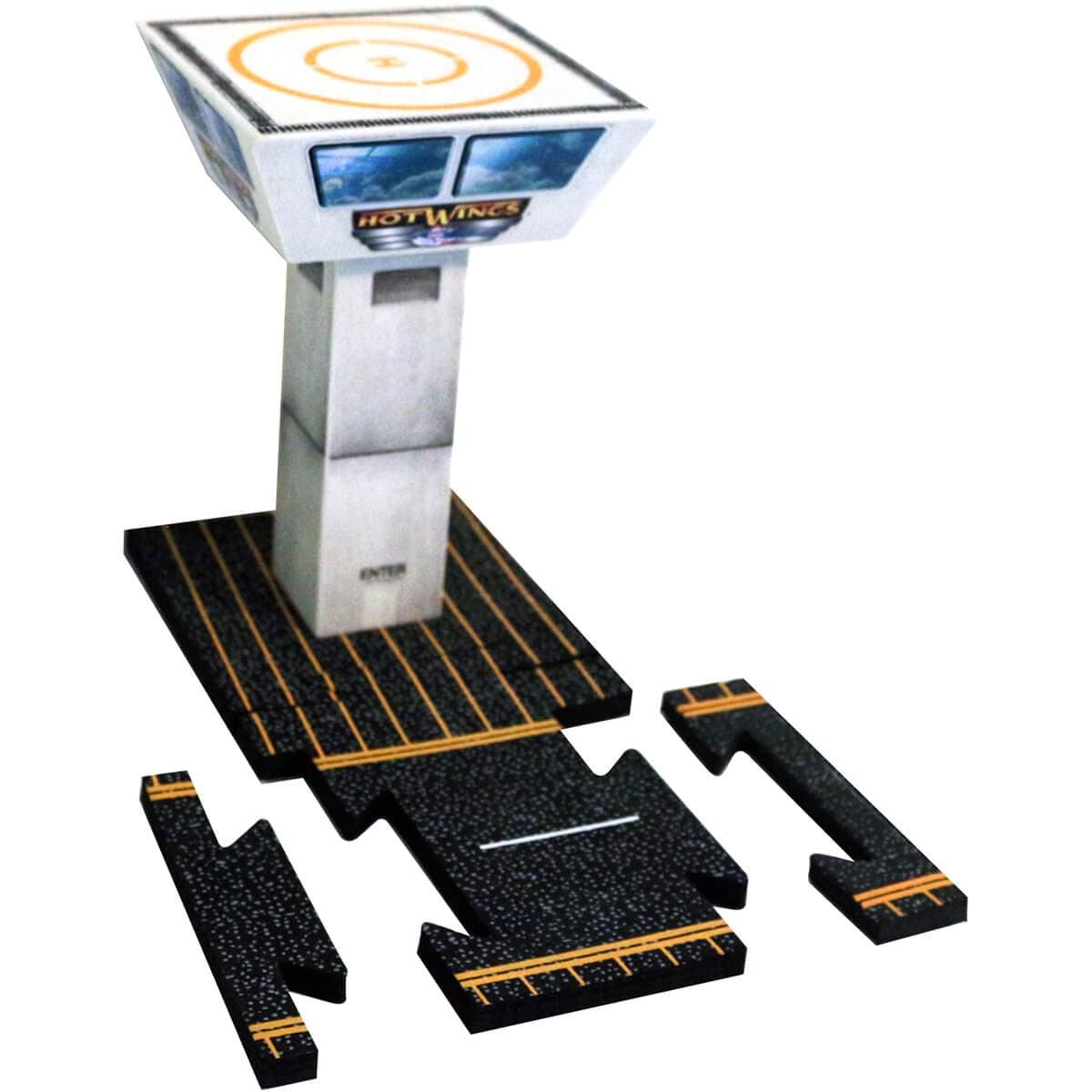 Hot Wings Control Tower with Connectible Runway Die Cast Model Airplane, Grey, Black, Yellow thumbnail 3