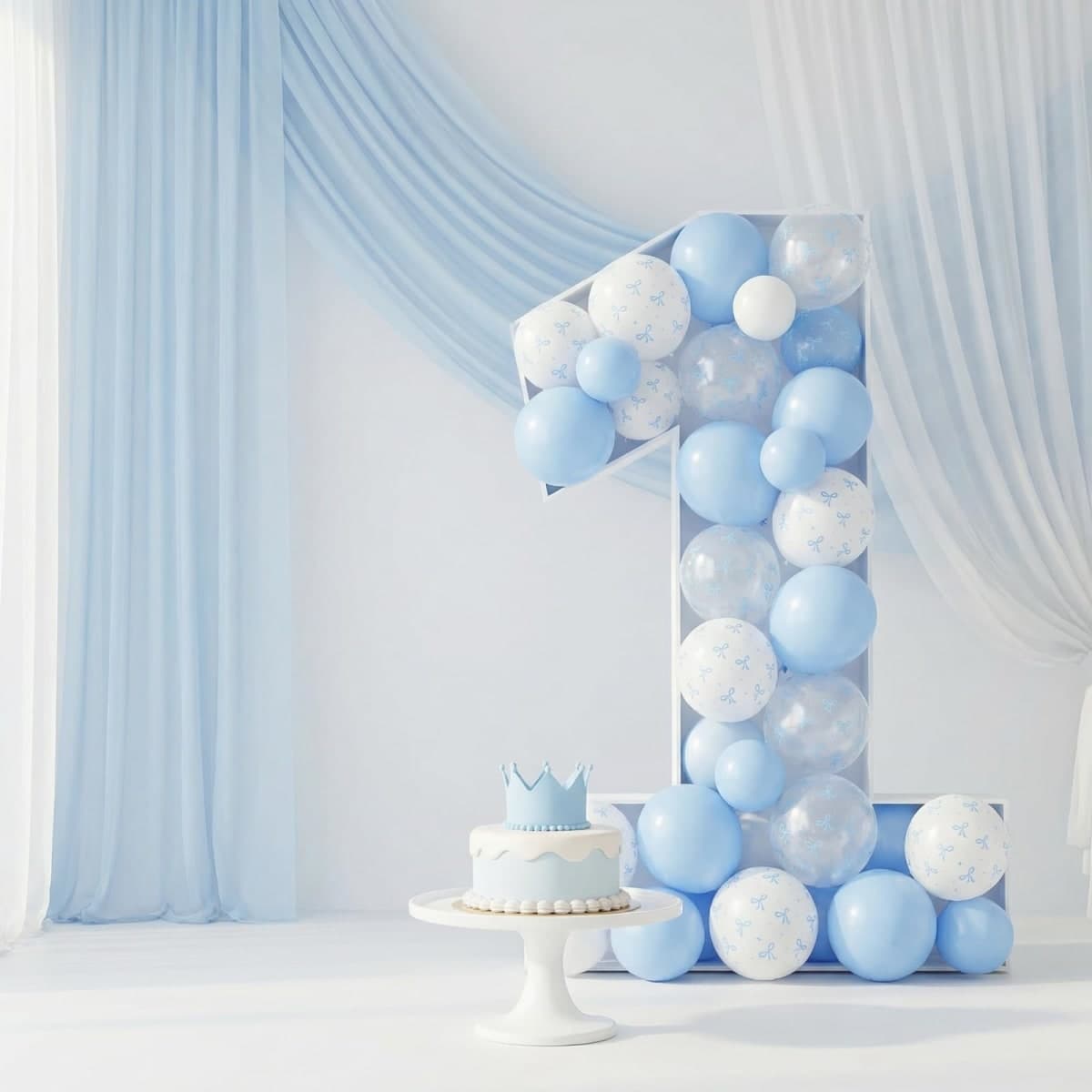 HILAVO Blue Bow Balloons, 30cm Pastel Light Blue Transparent White Bow Print Coquette Balloon for Girls Birthday Bachelor Party Bridal Baby Shower Wedding Birthday Decorations thumbnail 4