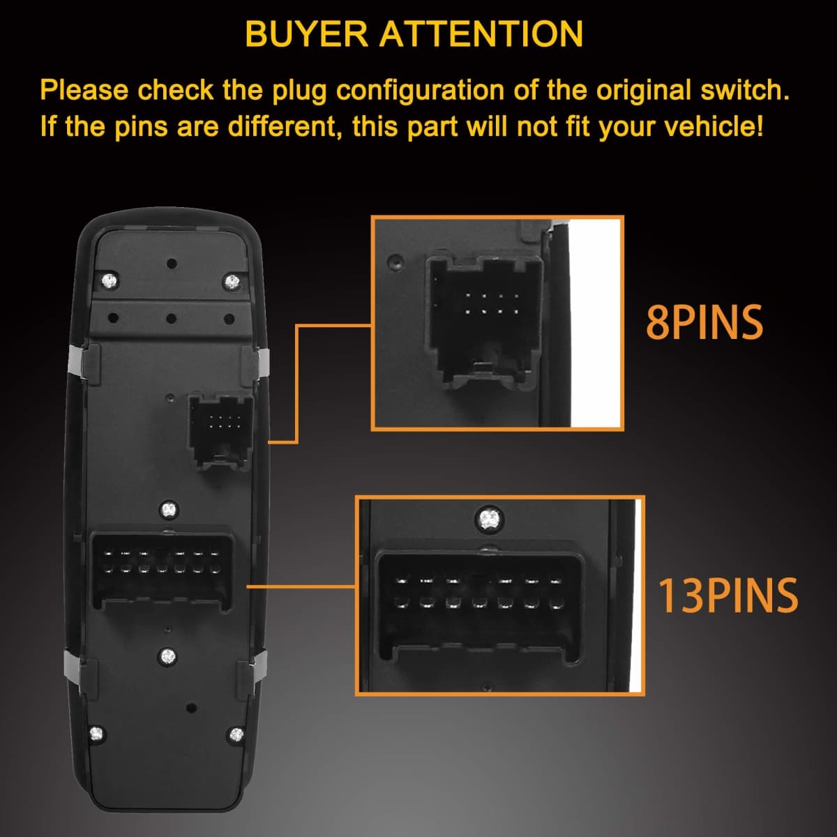Master Power Window Switch | 8+13 PINS Check Required | Replacement for 2011-2016 Dodge Journey | Replaces# 68084001AD, 68084001AC, 68084001AB thumbnail 2