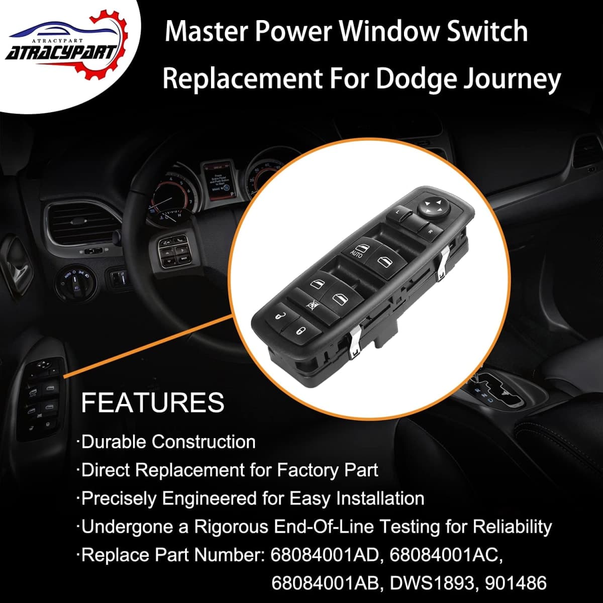 Master Power Window Switch | 8+13 PINS Check Required | Replacement for 2011-2016 Dodge Journey | Replaces# 68084001AD, 68084001AC, 68084001AB thumbnail 3