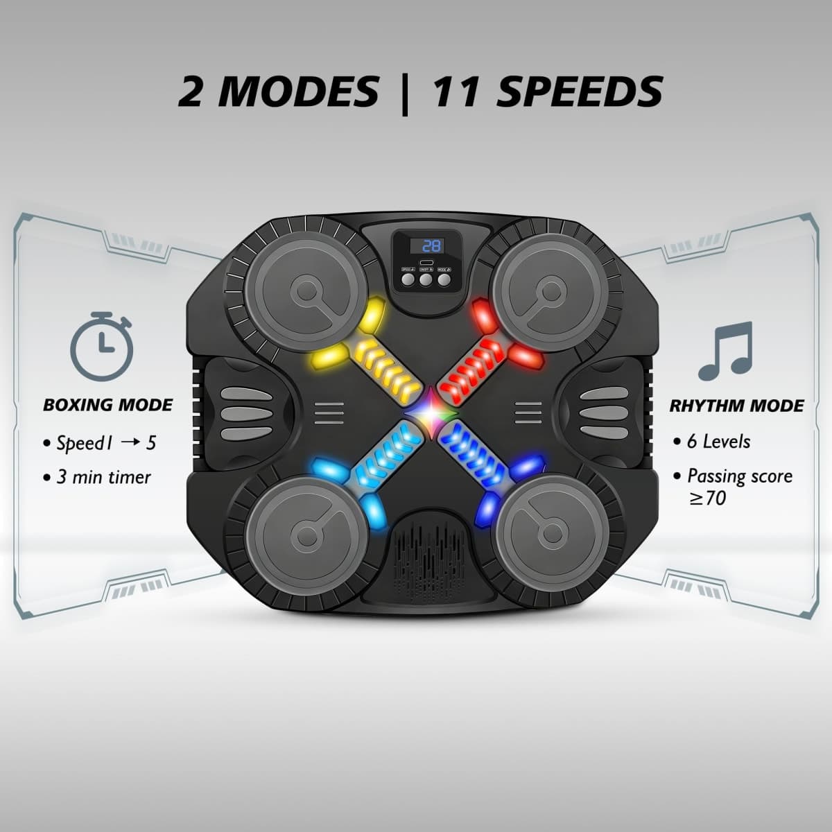 Music Boxing Machine Sport Toys for Kids,Wall Mounted Bluetooth Smart Punching Target,Training Pad Toy with Boxing Glove,Ideas Toys for Boys Girls Kids 3 4 5 6 7 8 9 10 11 12+ Years Old (Black) thumbnail 3