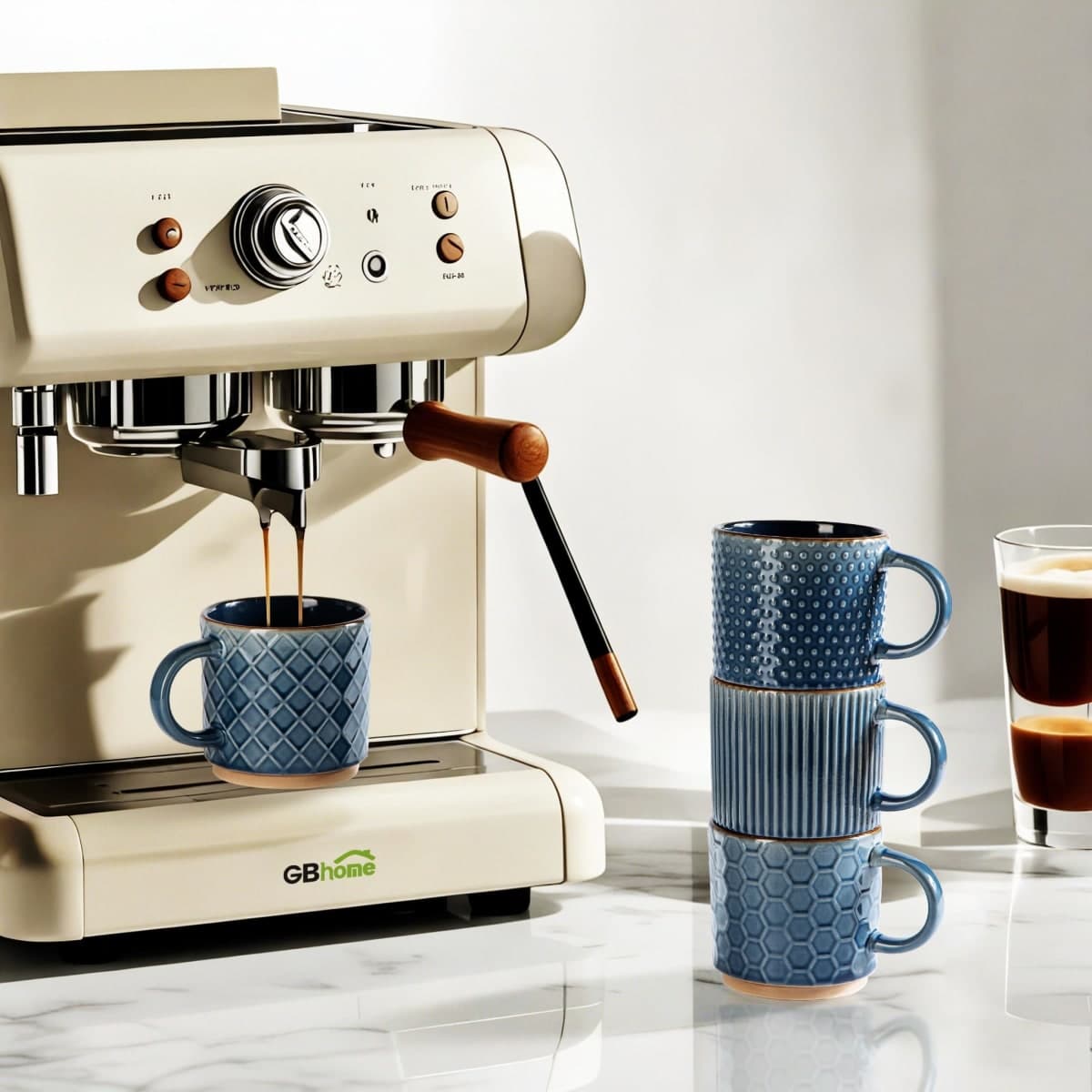 GBHOME 6 OZ Stackable Coffee Mugs, Ceramic Coffee Mugs with Texture Patterns for Man,Woman,Dad,Mom, Modern Coffee Cups Set of 4 for Espresso/Cappuccino/Cocoa. Dishwasher&Microwave Safe, Moonlight Blue thumbnail 4