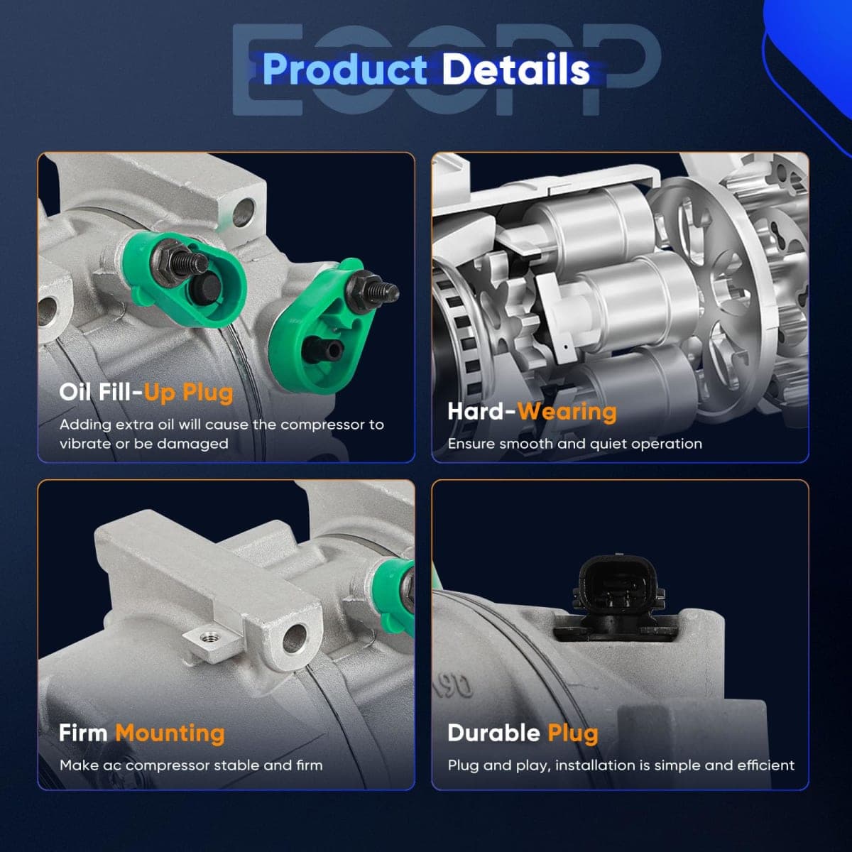 ECCPP AC Compressor 2012-2018 Fit for Hyundai Sonata for Kia Optima 2.0L 2.4L thumbnail 3