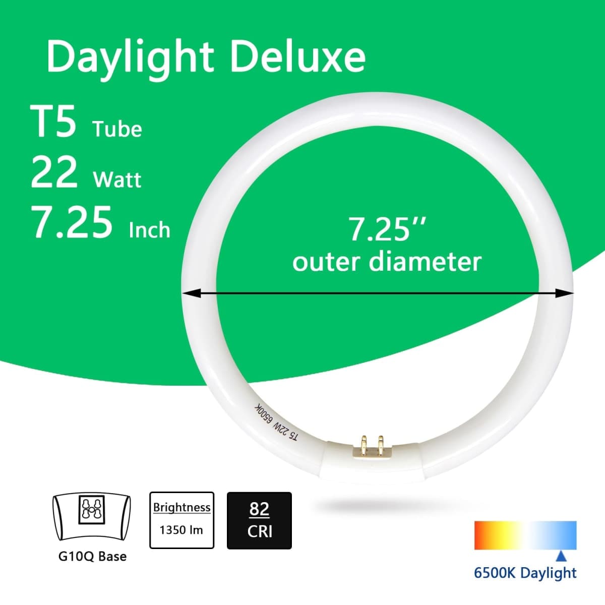 T5 22W Circular Bulb,7.25 inch 22W T5 Fluorescent Round Tube Replacement for Floxite, Zadro, Rialto Makeup Magnifying Vanity Mirror, 6500K Daylight thumbnail 2