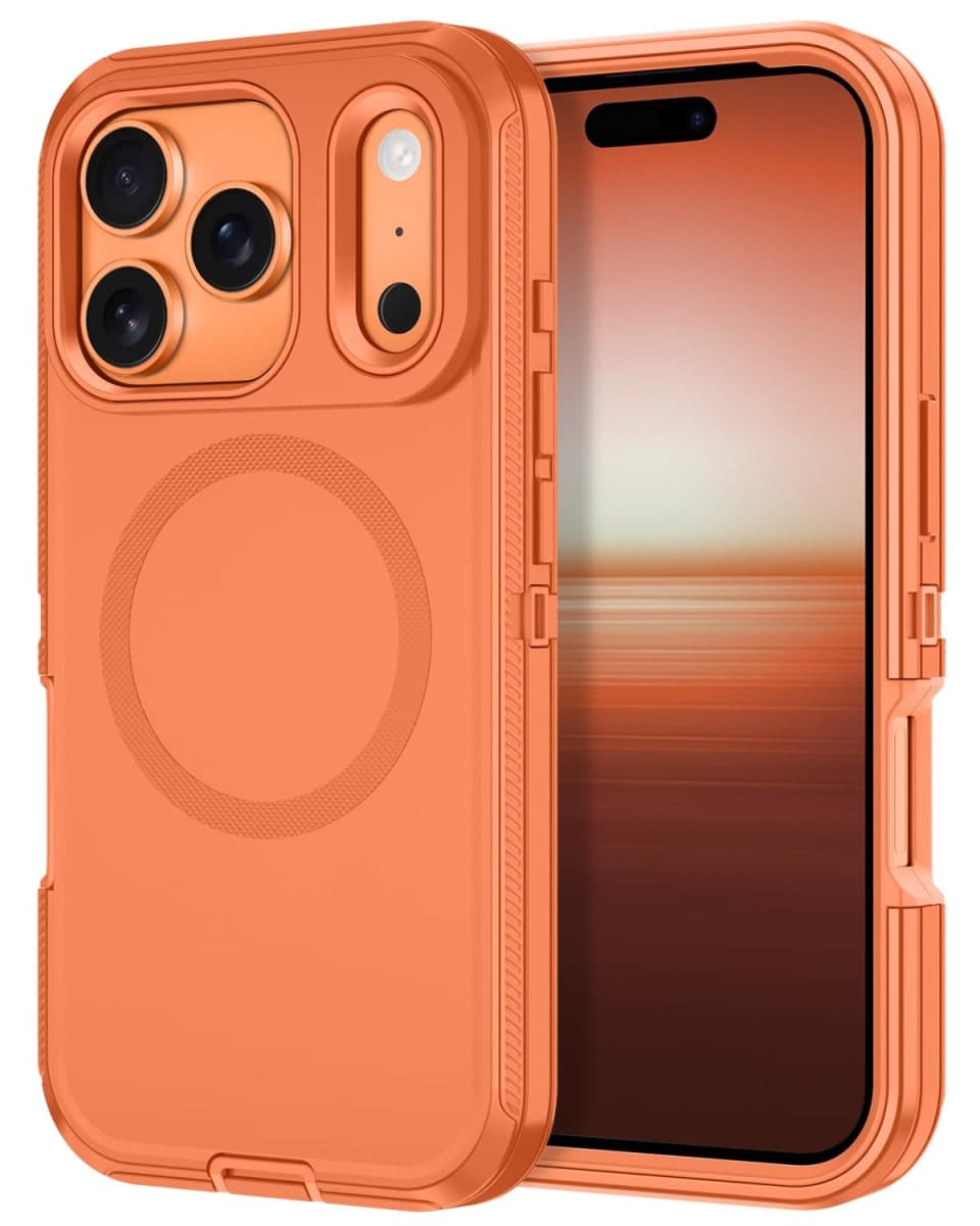 I-HONVA for iPhone 17 Pro Case [Compatible with MagSafe] Shockproof 3-Layer Full Body Protection [Without Screen Protector] Rugged Heavy Duty Cover Case for Apple iPhone 17 Pro 6.3" 2025,Orange — image 1