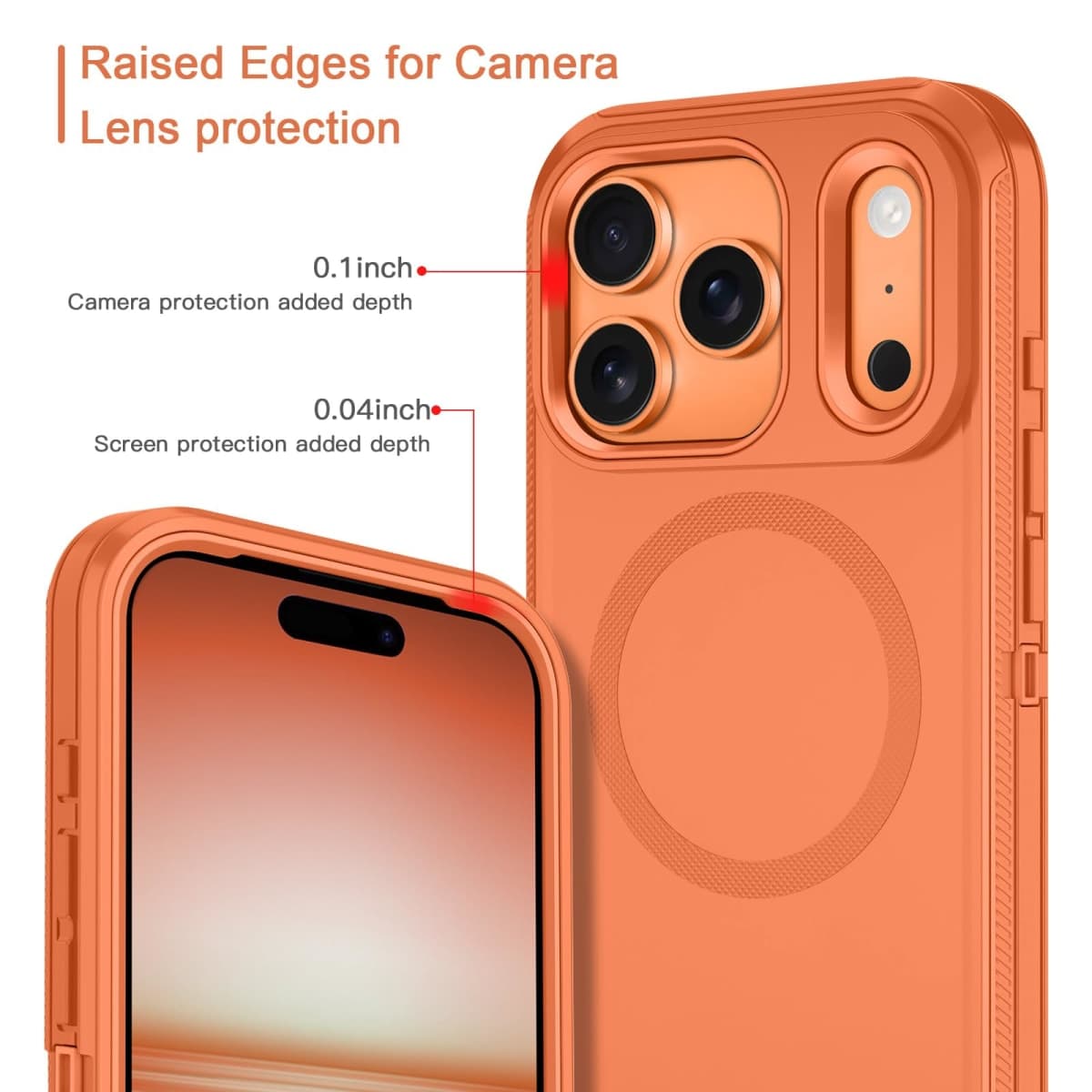 I-HONVA for iPhone 17 Pro Case [Compatible with MagSafe] Shockproof 3-Layer Full Body Protection [Without Screen Protector] Rugged Heavy Duty Cover Case for Apple iPhone 17 Pro 6.3" 2025,Orange thumbnail 3