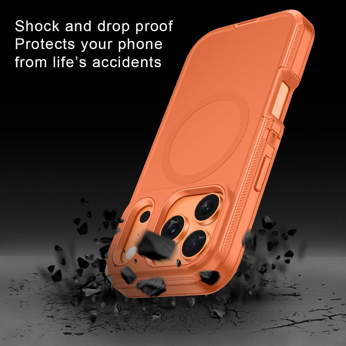 I-HONVA for iPhone 17 Pro Case [Compatible with MagSafe] Shockproof 3-Layer Full Body Protection [Without Screen Protector] Rugged Heavy Duty Cover Case for Apple iPhone 17 Pro 6.3" 2025,Orange thumbnail 4