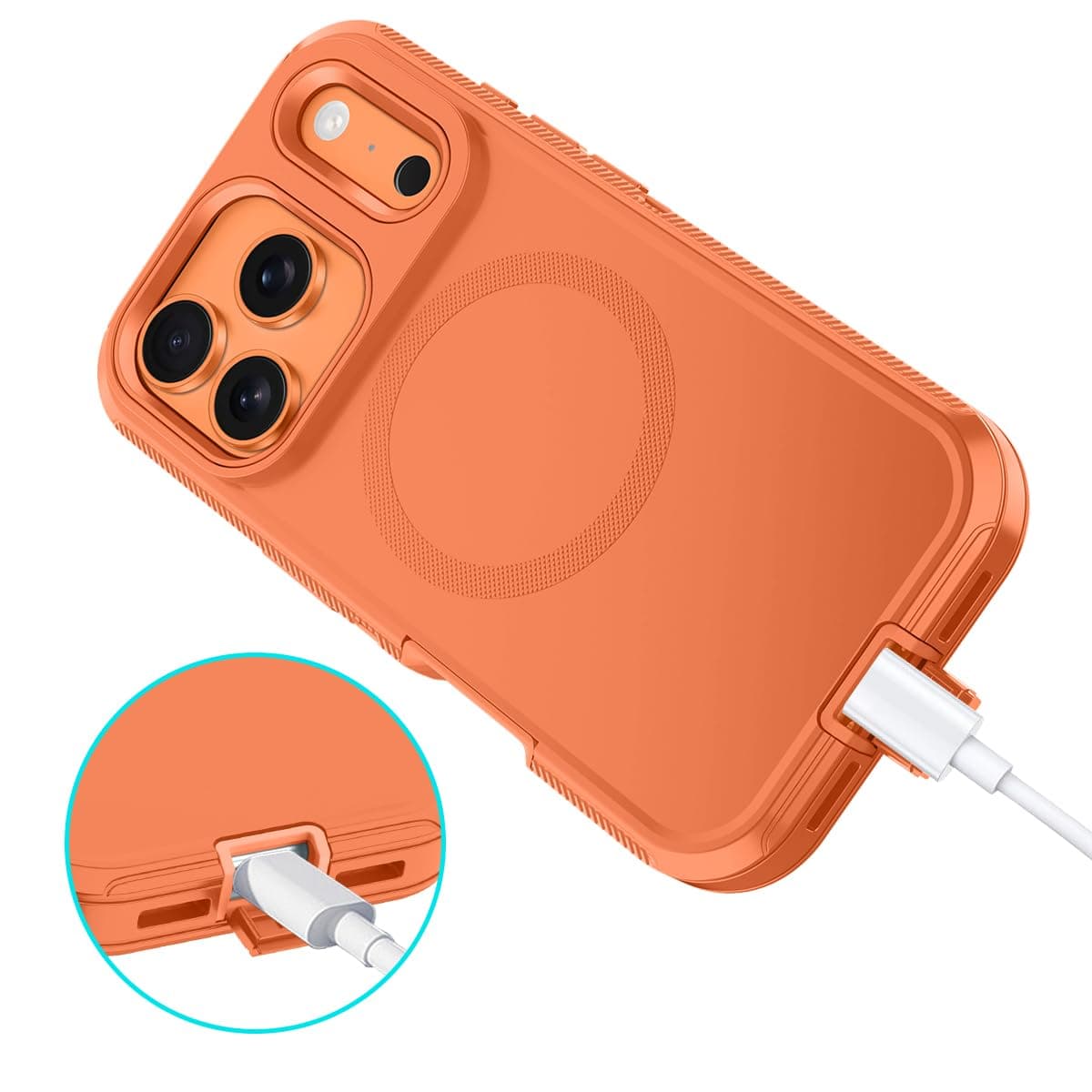 I-HONVA for iPhone 17 Pro Case [Compatible with MagSafe] Shockproof 3-Layer Full Body Protection [Without Screen Protector] Rugged Heavy Duty Cover Case for Apple iPhone 17 Pro 6.3" 2025,Orange thumbnail 5