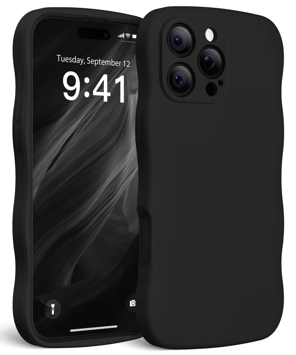 SuydanBox Magnetic for iPhone 16 Pro Case, [Full Camera Protection][Compatible with MagSafe] Cute Wave Frame Silicone Shockproof Protective Phone Case for iPhone 16 Pro 6.3", Black — image 1