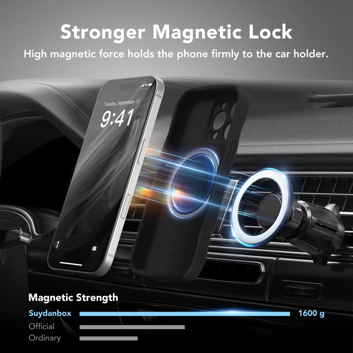 SuydanBox Magnetic for iPhone 16 Pro Case, [Full Camera Protection][Compatible with MagSafe] Cute Wave Frame Silicone Shockproof Protective Phone Case for iPhone 16 Pro 6.3", Black thumbnail 3