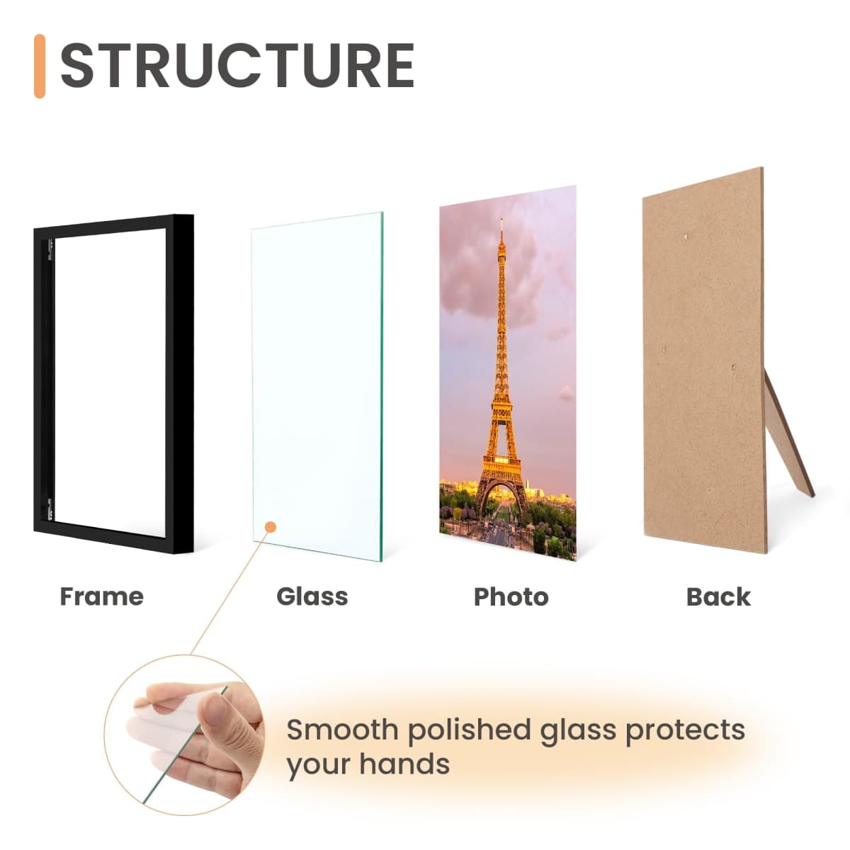 upsimples 4x6 Picture Frame Set of 3, Made of High Definition Glass for 4 x 6, Wall and Tabletop Display Thin Border Photo Frames for Home Decor, Black thumbnail 3