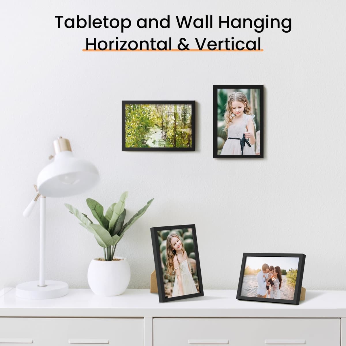 upsimples 4x6 Picture Frame Set of 3, Made of High Definition Glass for 4 x 6, Wall and Tabletop Display Thin Border Photo Frames for Home Decor, Black thumbnail 5