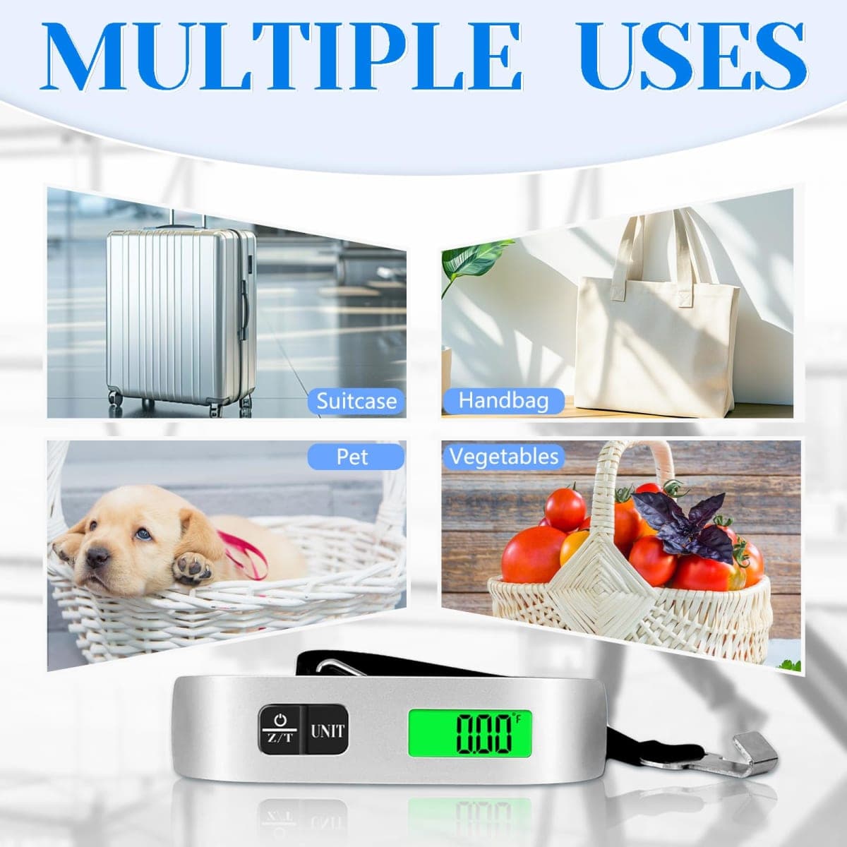 Luggage Scale, 110lb Luggage Weight Scale with 4 Unit Switching Functions&LED Display, Luggage Scale Travel Digital for Weighing Luggage, Backpacks, Packages and Markets thumbnail 2
