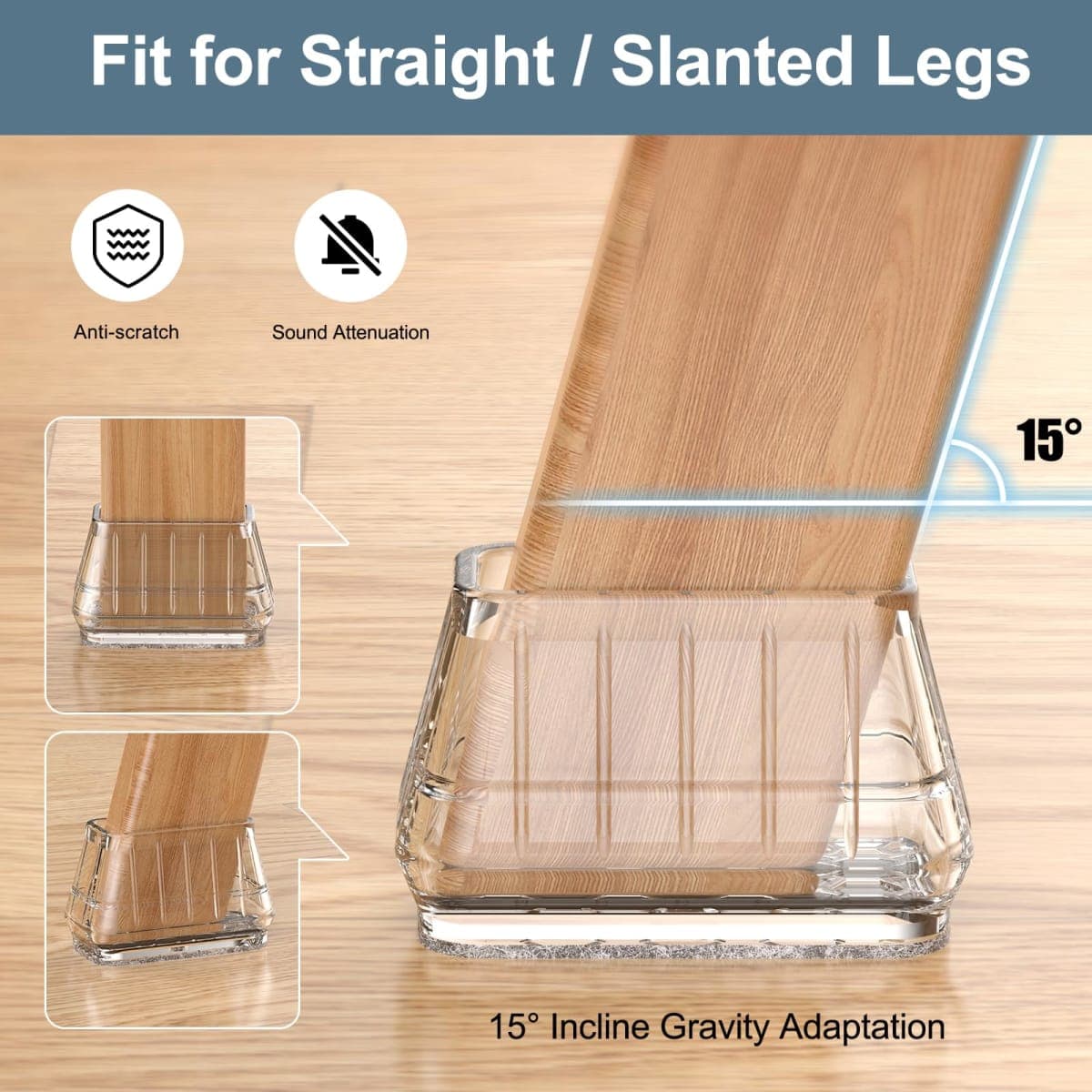 24PCS Rectangular Chair Leg Floor Protectors for Hardwood Floors, Thicken Rubber Chair Leg Cap Covers, Non Slip Furniture Leg Pads to Protect Wood Tile Floors from Scratches and Reduce Noise thumbnail 4