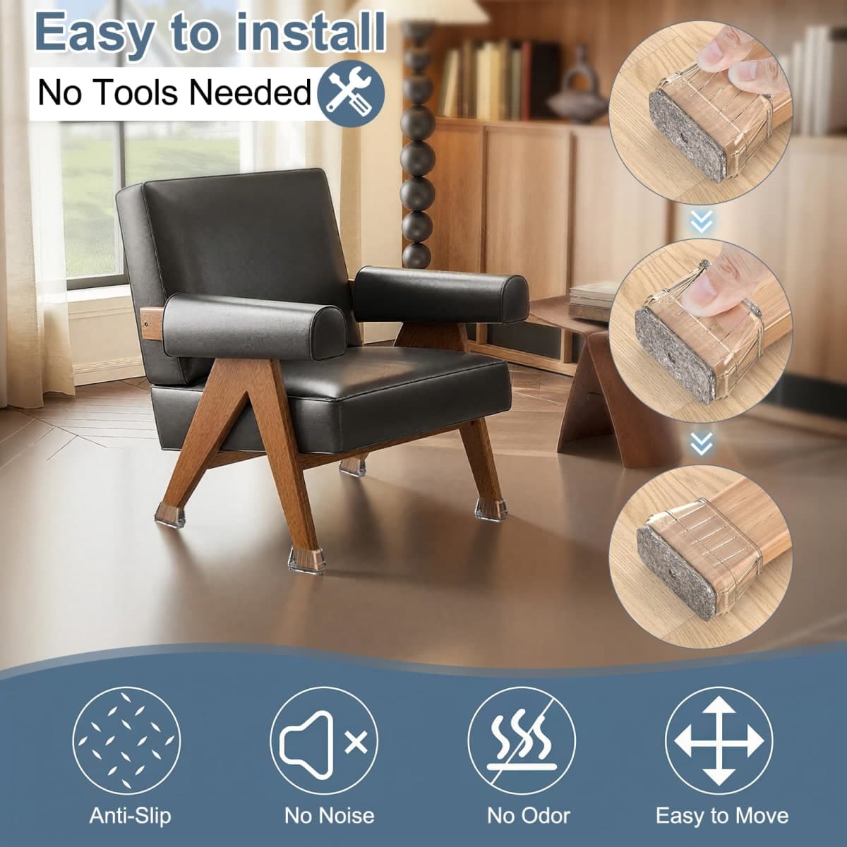 24PCS Rectangular Chair Leg Floor Protectors for Hardwood Floors, Thicken Rubber Chair Leg Cap Covers, Non Slip Furniture Leg Pads to Protect Wood Tile Floors from Scratches and Reduce Noise thumbnail 5