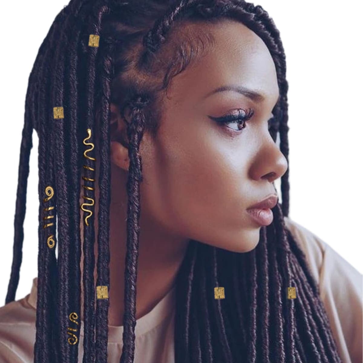 enophe 23Pcs Gold Hair Jewelry Set for Women: Loc Accessories, Hair Cuffs for Braids & Dreadlocks, Halloween Decoration thumbnail 2