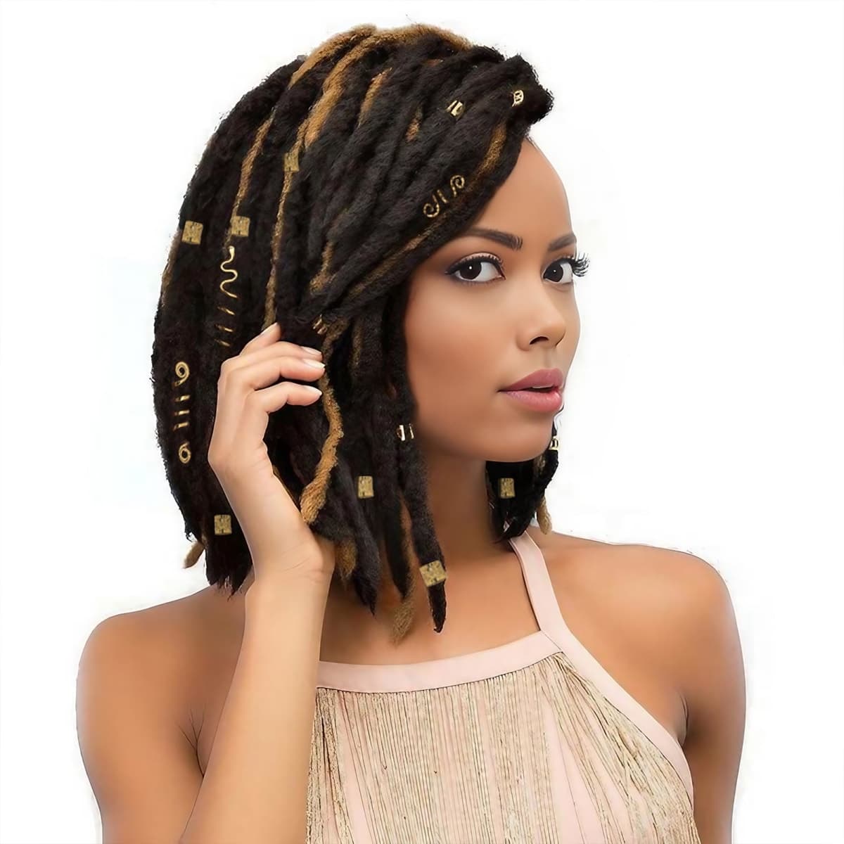 enophe 23Pcs Gold Hair Jewelry Set for Women: Loc Accessories, Hair Cuffs for Braids & Dreadlocks, Halloween Decoration thumbnail 3