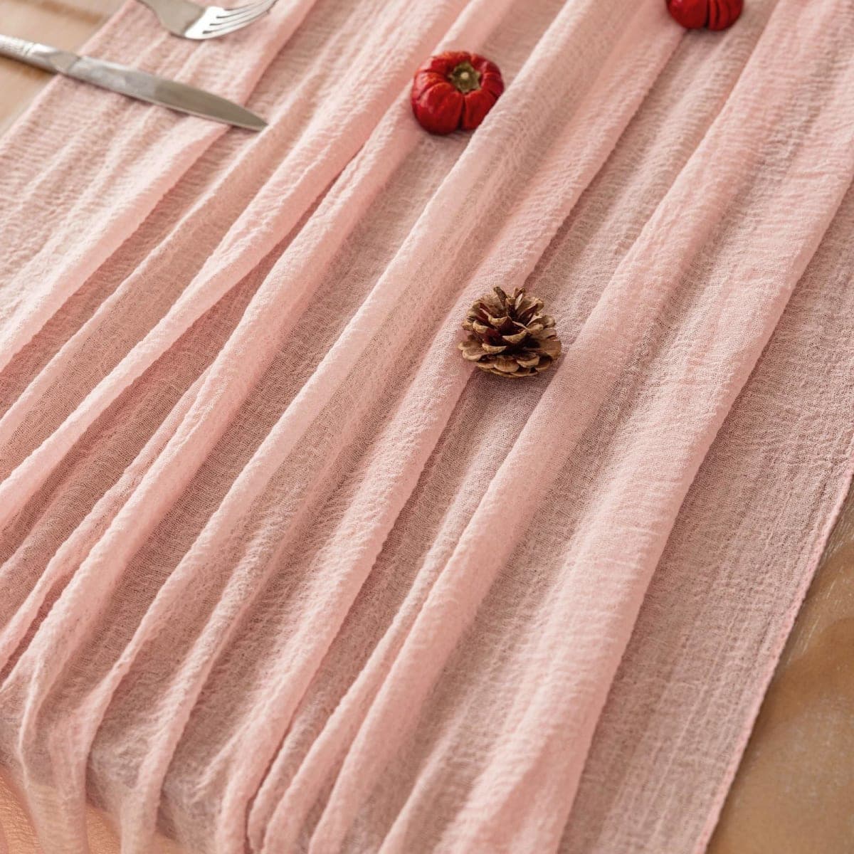Keketo Pink Table Runner Cheese Cloth Rustic Gauze Cheesecloth Table Runner 120 Inch 10 FT for Wedding Baby Shower Bridal Shower Party Sheer Boho Spring Summer Home Decorations thumbnail 4