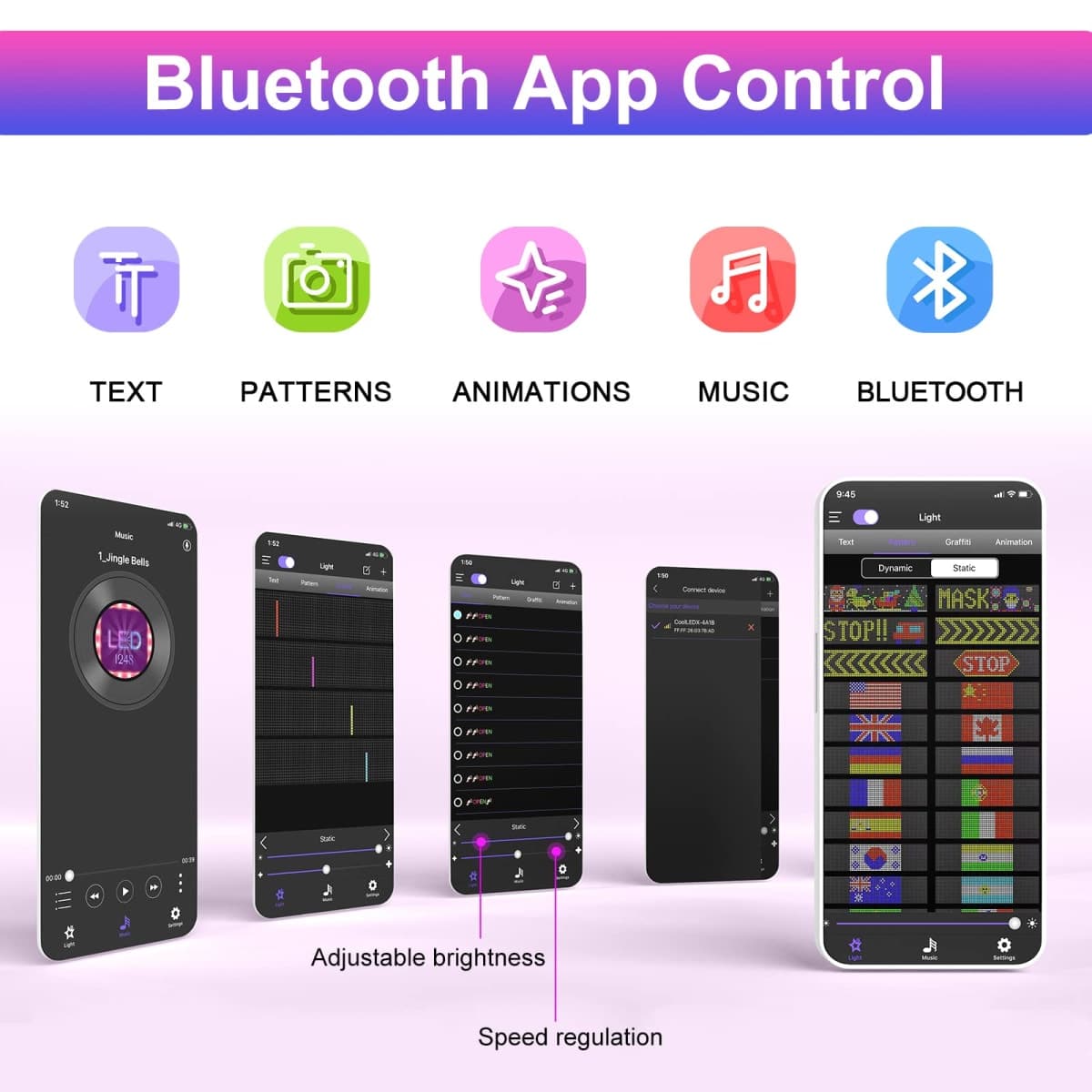 Devil Eyes Light for Cars,Programmable LED Sign,LED Sign for Car,Bluetooth APP Control,DIY Design Text, Patterns, Animations(15"x 4") thumbnail 2
