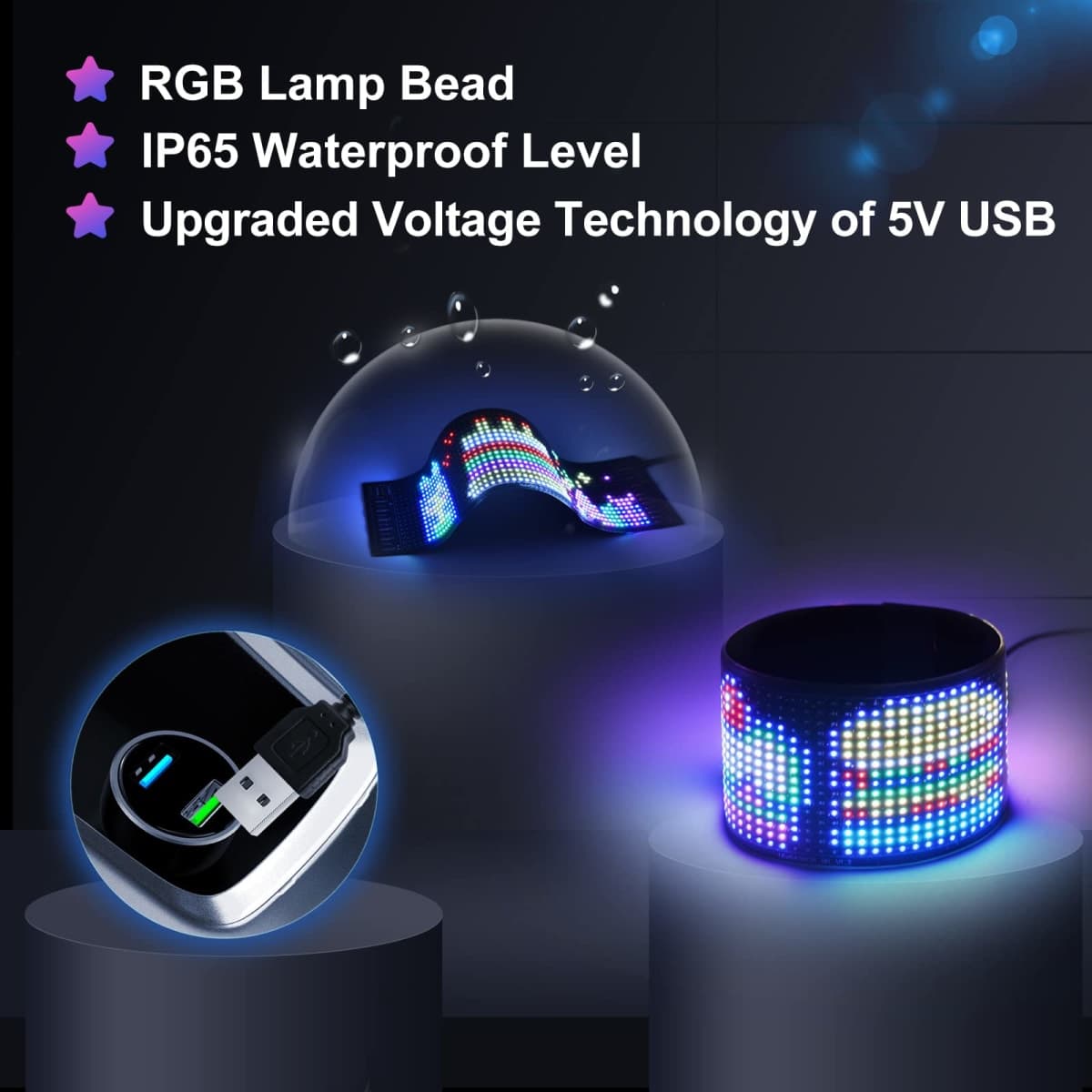 Devil Eyes Light for Cars,Programmable LED Sign,LED Sign for Car,Bluetooth APP Control,DIY Design Text, Patterns, Animations(15"x 4") thumbnail 3