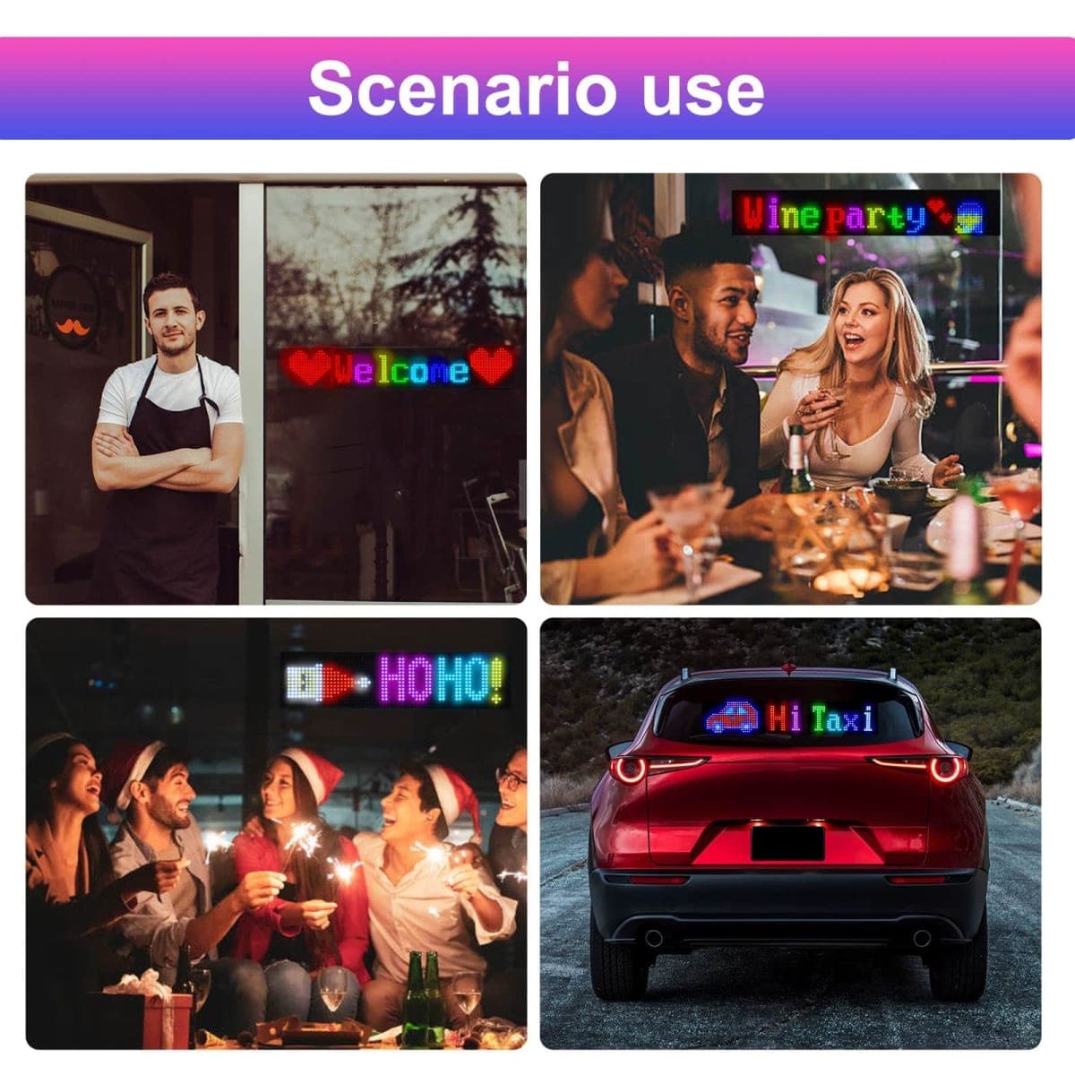 Devil Eyes Light for Cars,Programmable LED Sign,LED Sign for Car,Bluetooth APP Control,DIY Design Text, Patterns, Animations(15"x 4") thumbnail 4