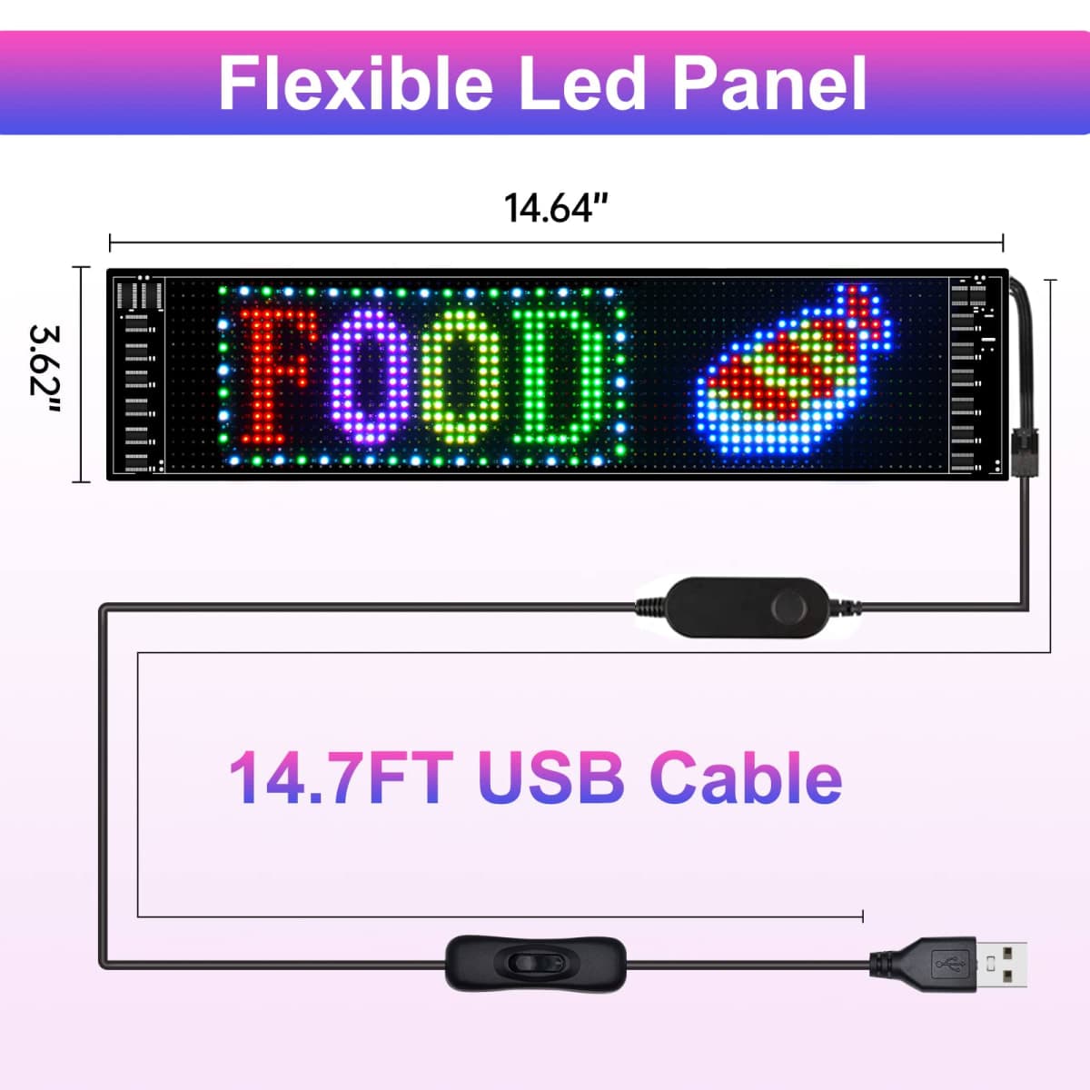 Devil Eyes Light for Cars,Programmable LED Sign,LED Sign for Car,Bluetooth APP Control,DIY Design Text, Patterns, Animations(15"x 4") thumbnail 5