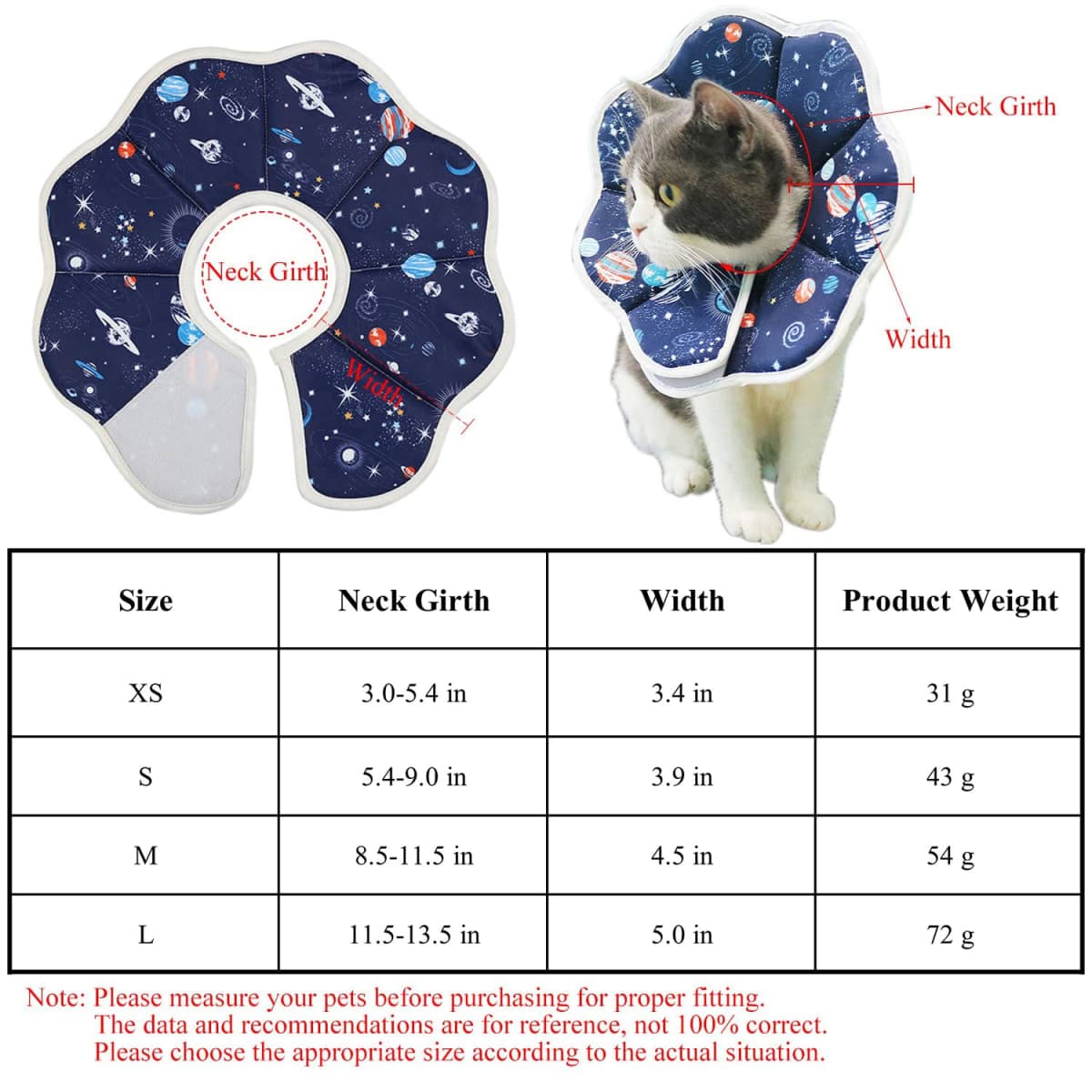QIYADIN Soft Cat Cone, Adjustable Cat Recovery Collar After Surgery to Prevent Licking Wound, Protective Cat Neck Cone, Comfortable Pet Elizabethan Collar for Cats Kittens and Puppies (Medium) thumbnail 3
