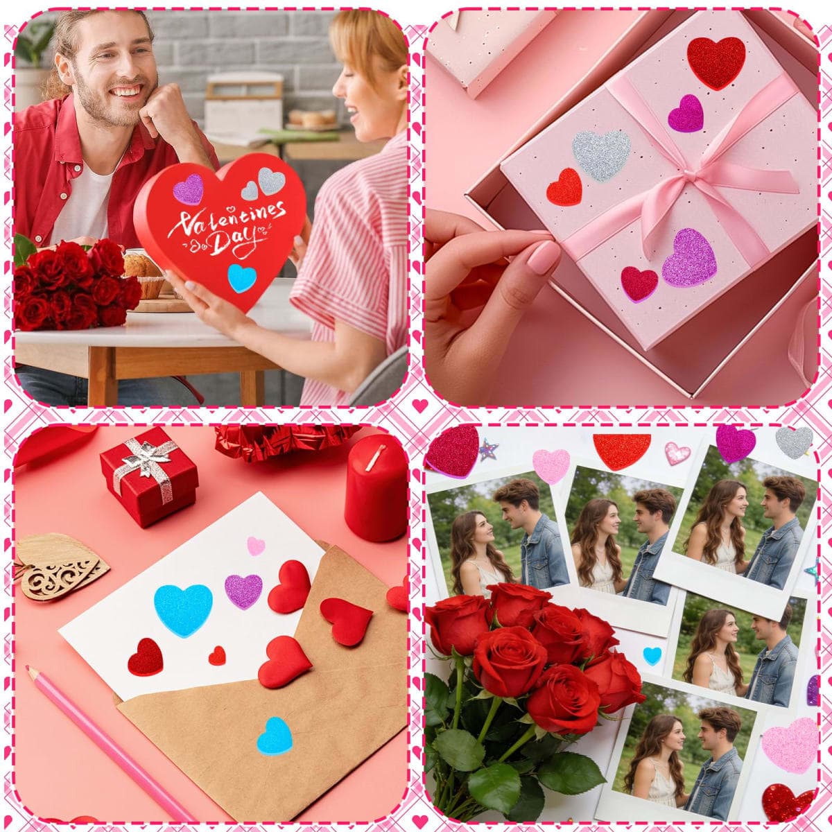 928Pcs Glitter Valentines Heart Stickers, Self-Adhesive Glitter Foam Heart Shape Craft Supplies Sticker thumbnail 5