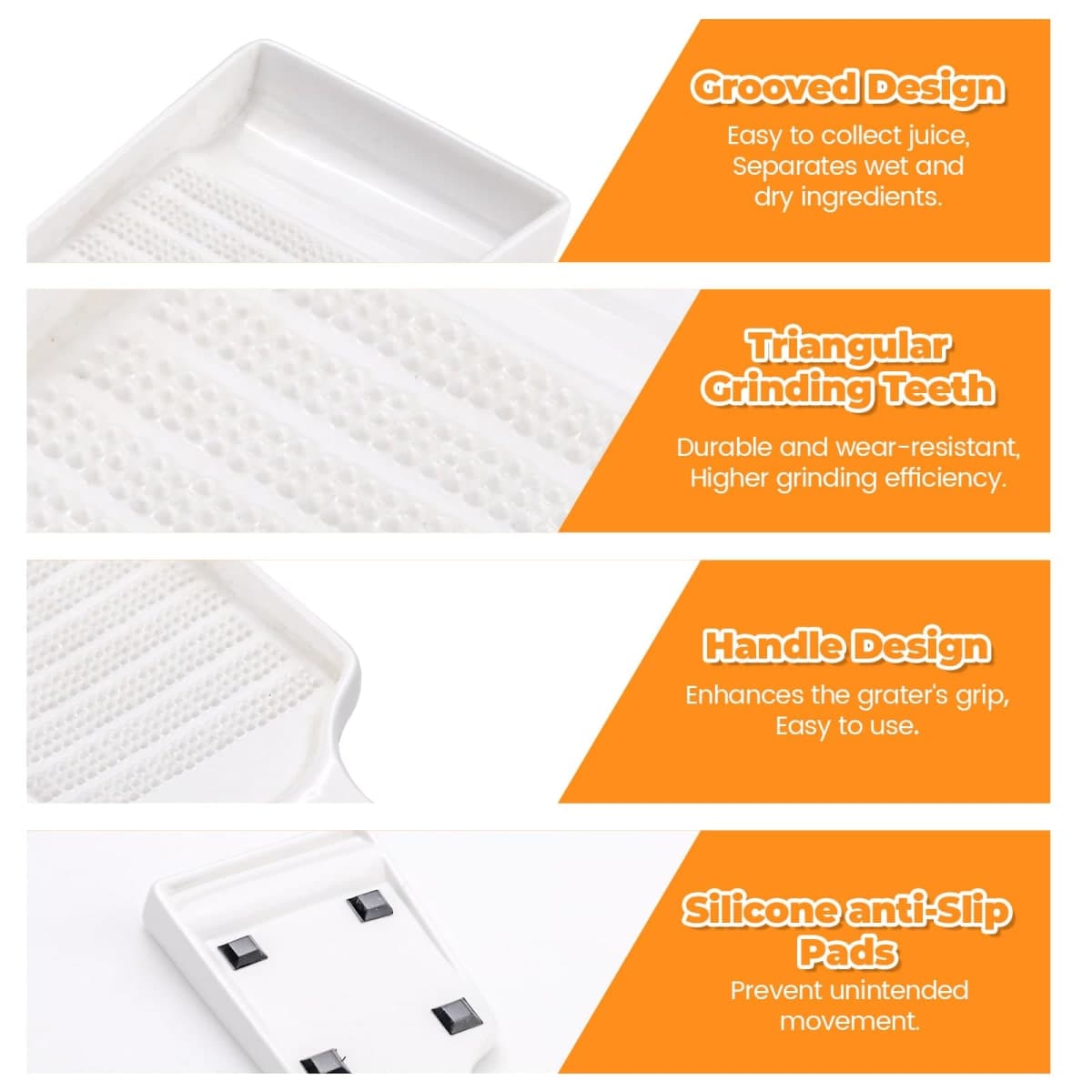 LELE LIFE Ceramic Grater Plate for Garlic and Ginger, Porcelain Garlic Grater Plate Bowl Dish for Grating, Grinding and Dipping (Rectangle with Handle) thumbnail 3