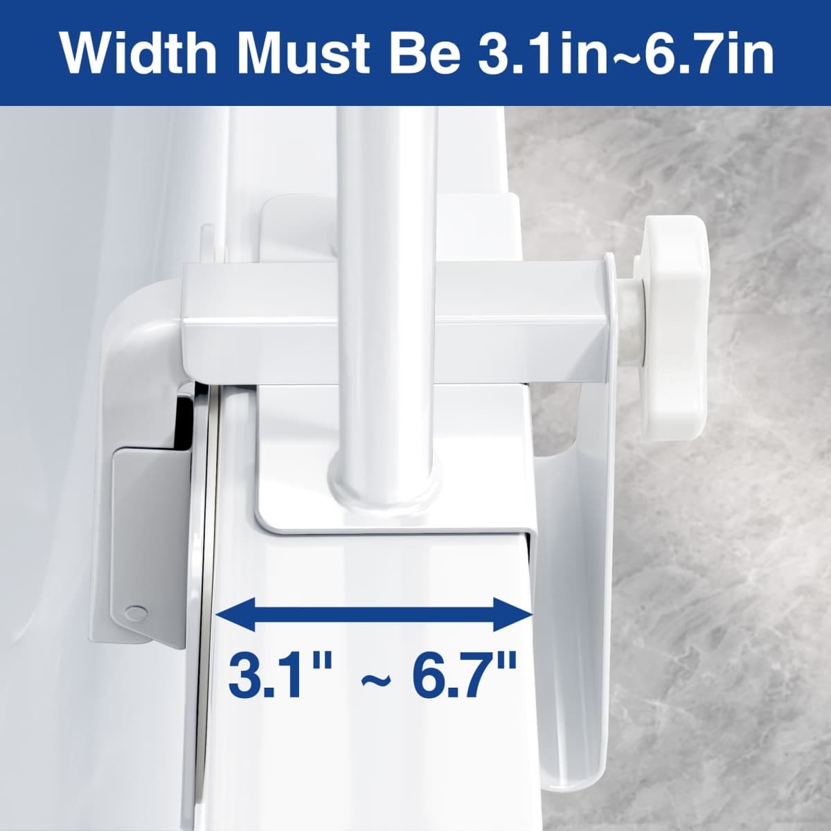 Adjustable Bathtub Safety Rail, Bathtub Handle Grab Bar with Non-Slip Grip for Seniors, Elderly, Fits 3.1 to 6.7 Inch Tub Walls, Supports 300 lbs thumbnail 3