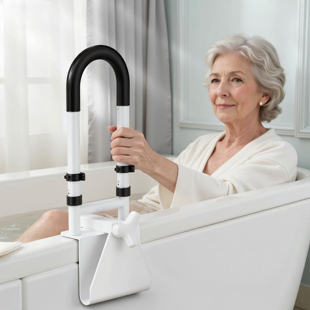 Adjustable Bathtub Safety Rail, Bathtub Handle Grab Bar with Non-Slip Grip for Seniors, Elderly, Fits 3.1 to 6.7 Inch Tub Walls, Supports 300 lbs thumbnail 5