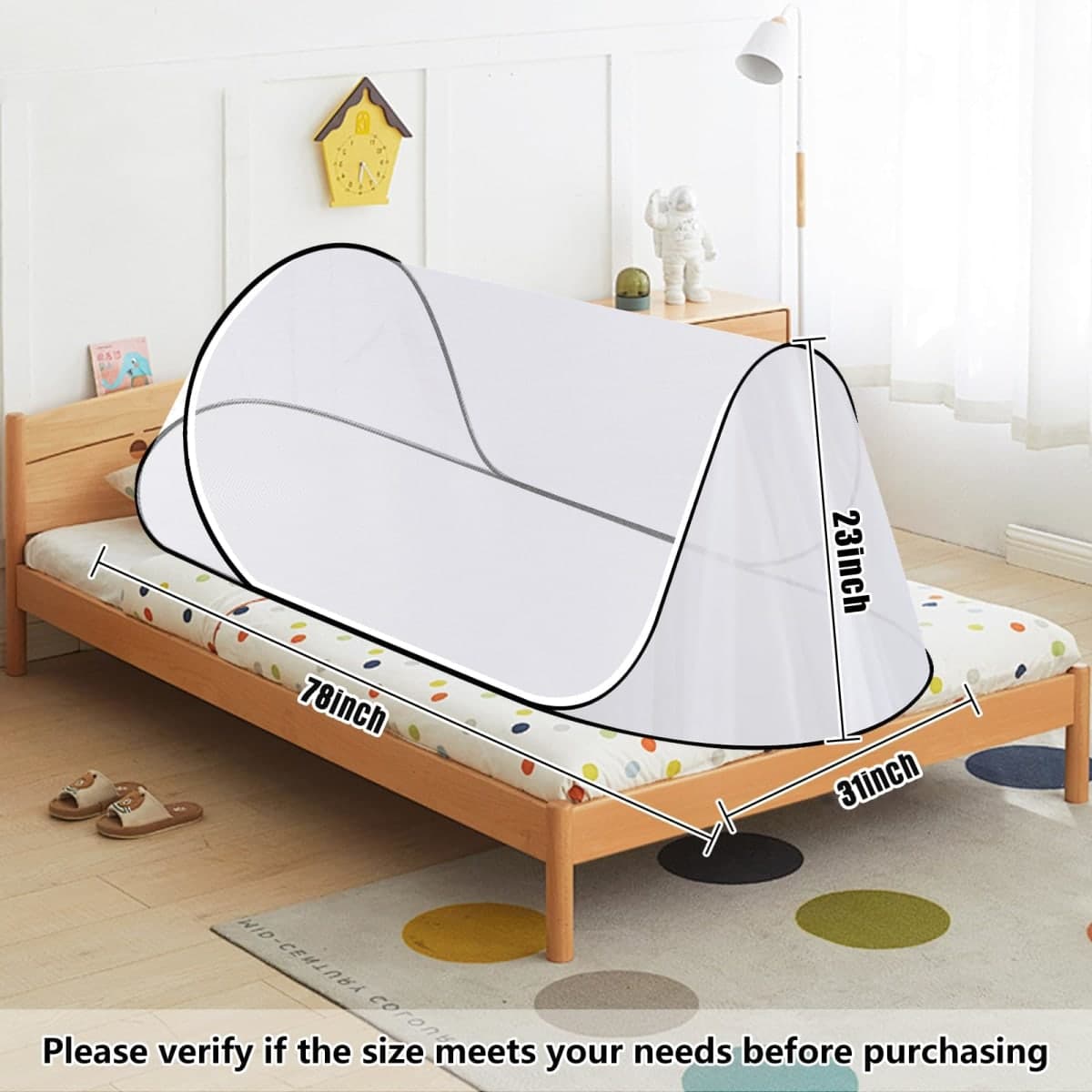 77 * 30 * 23 Inch Large Pop Up Mosquito Tent, Portable Foldable Mosquito Net for Bed Camping Travel Patio thumbnail 2