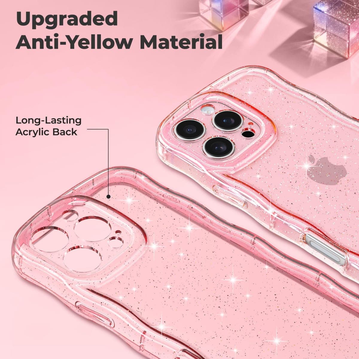 FABSPARK for iPhone 16 Pro Phone Case,Cute Laser Colorful Retro Exquisite Curly Wave Wavy Edge Case,Aesthetic Soft TPU Protective for iPhone 16 Pro 6.3 Inch,Bright Green thumbnail 2