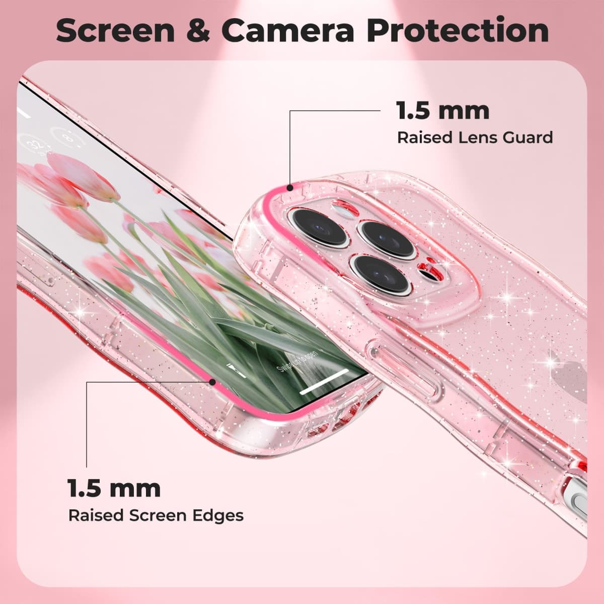 FABSPARK for iPhone 16 Pro Phone Case,Cute Laser Colorful Retro Exquisite Curly Wave Wavy Edge Case,Aesthetic Soft TPU Protective for iPhone 16 Pro 6.3 Inch,Bright Green thumbnail 5