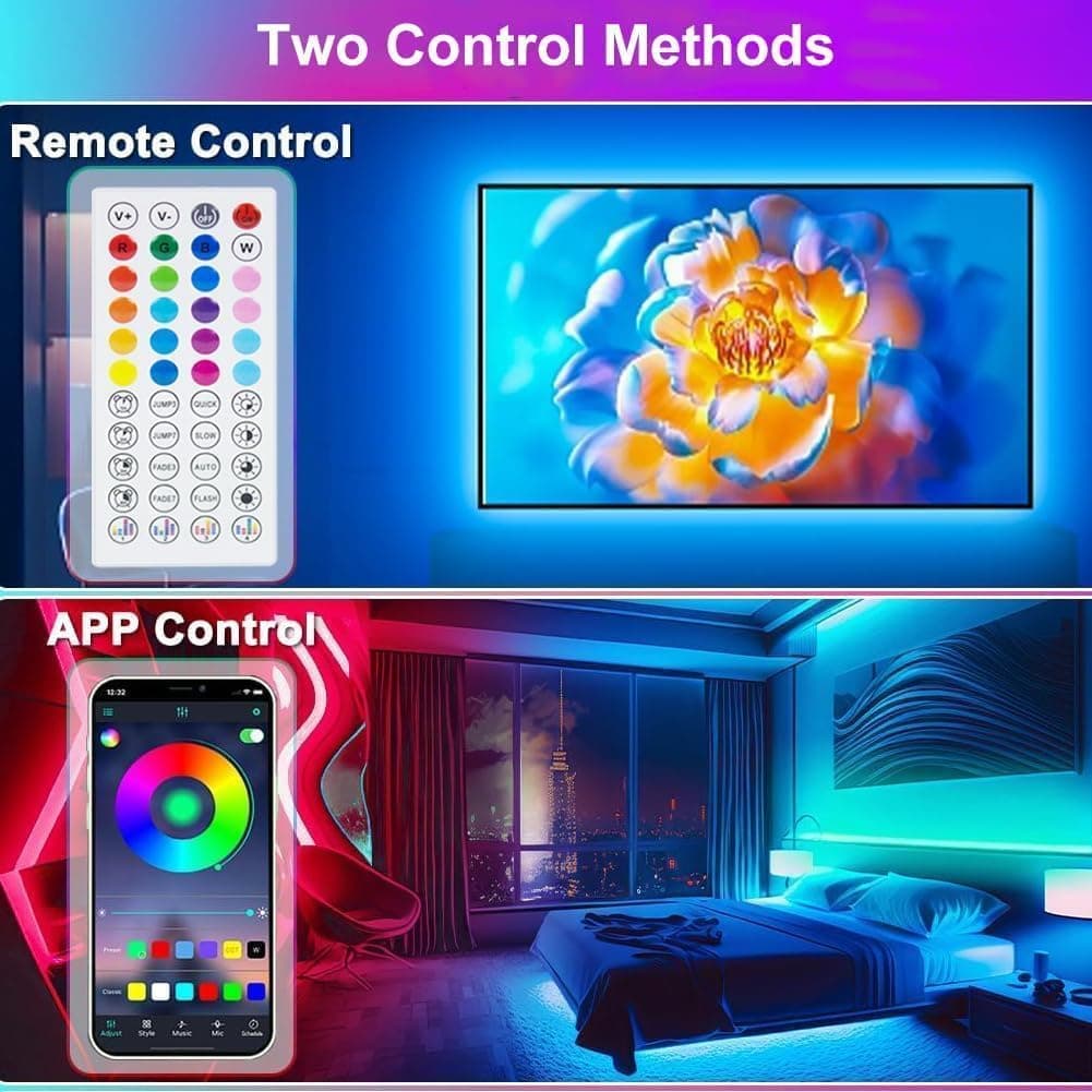 PSTAR LED Lights for TV,3.28ft Music Sync RGB Backlight with Remote & App Control, USB Powered for 24-32Inch TVs, Gaming Monitors, PC, Bedroom thumbnail 3