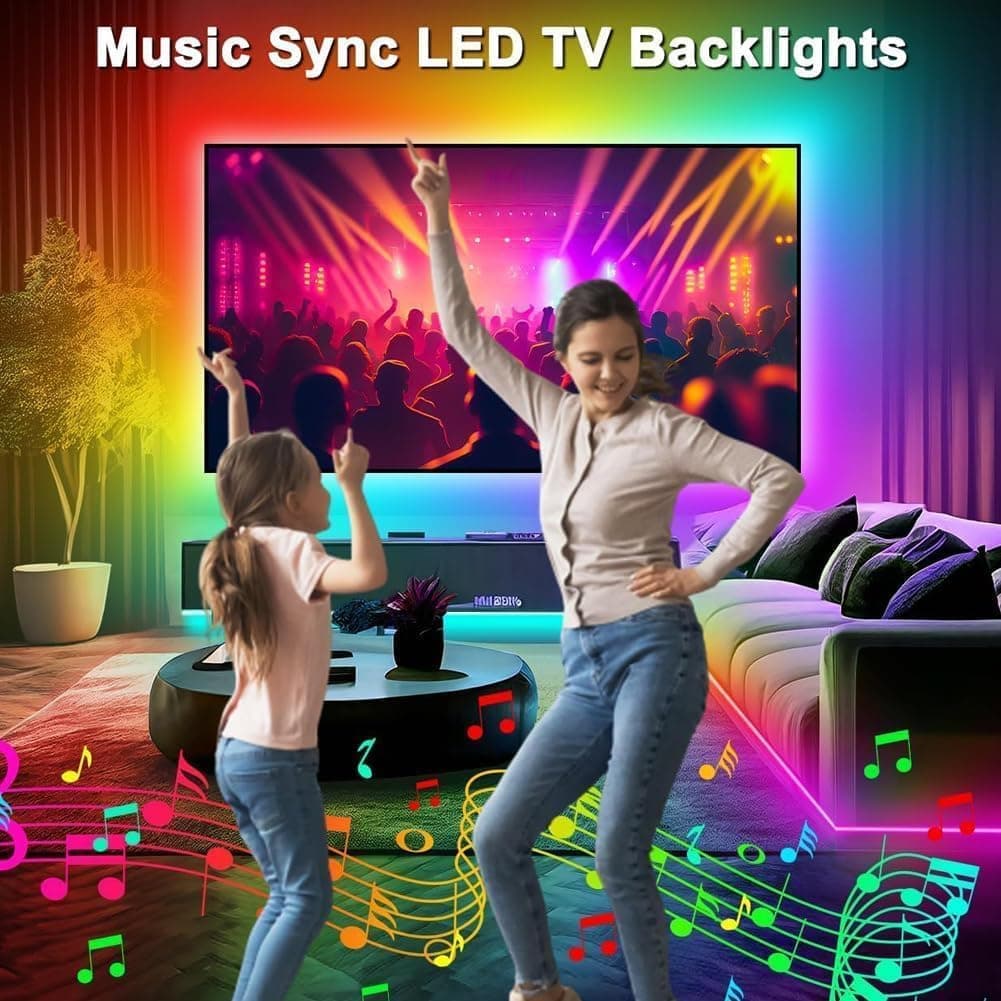 PSTAR LED Lights for TV,3.28ft Music Sync RGB Backlight with Remote & App Control, USB Powered for 24-32Inch TVs, Gaming Monitors, PC, Bedroom thumbnail 5