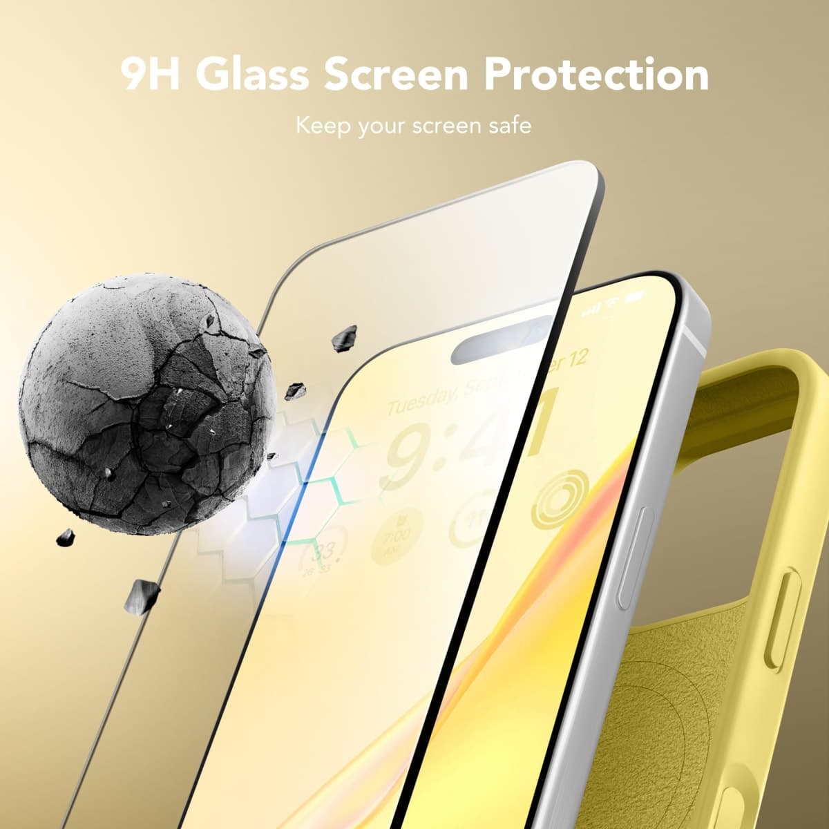 GONEZ Magnetic for iPhone 16 Pro Case, [Compatible with MagSafe] Anti-Scratch Microfiber Lining & Screen Protector, Silicone Camera Control, Shockproof Slim Phone Cover 6.3 inch, Yellow thumbnail 4