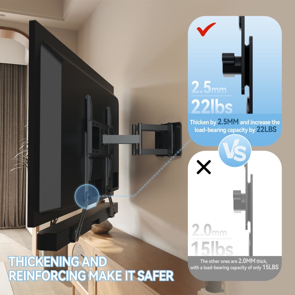 C YECEN Sound Bar Mounts Unter TV or Above TV, Height & Depth Adjustable Soundbar Mount，with Detachable Extension Arms and L-Brackets thumbnail 3