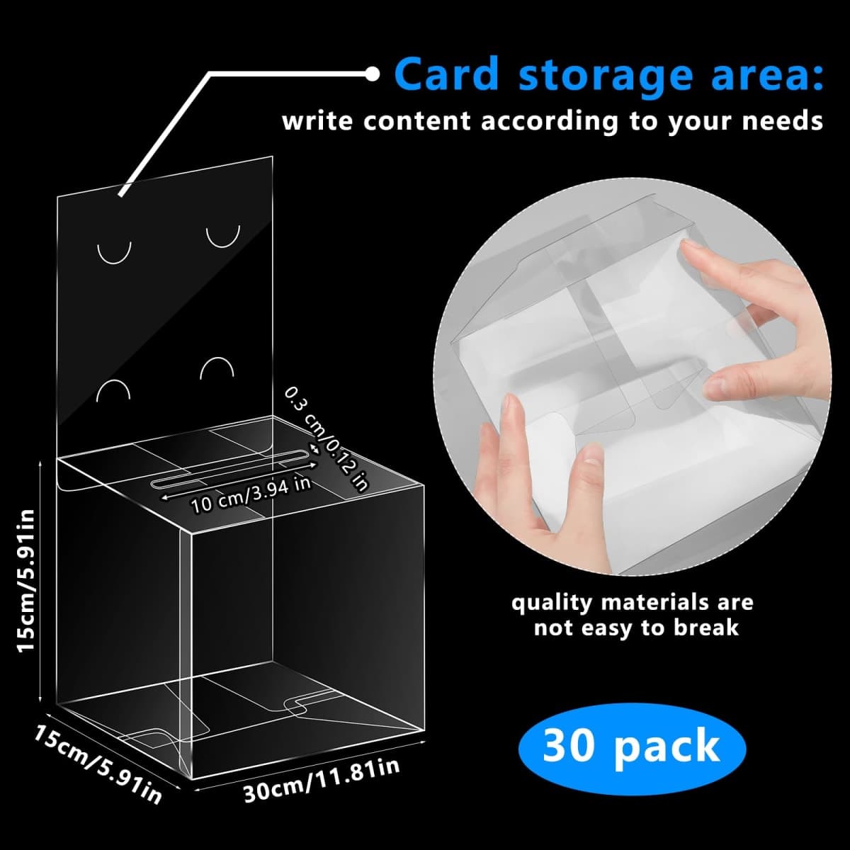Raffle Box Plastic Ballot Box with Slot 6 x 6 x 6 Inch Clear Suggestion Box for Office with Removable Header Voting Box Raffle Ticket Container Donation Box (30 Pieces) thumbnail 3