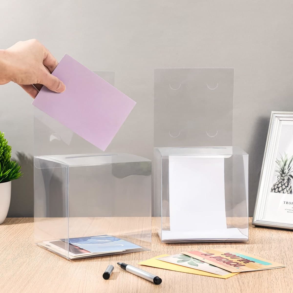 Raffle Box Plastic Ballot Box with Slot 6 x 6 x 6 Inch Clear Suggestion Box for Office with Removable Header Voting Box Raffle Ticket Container Donation Box (30 Pieces) thumbnail 5
