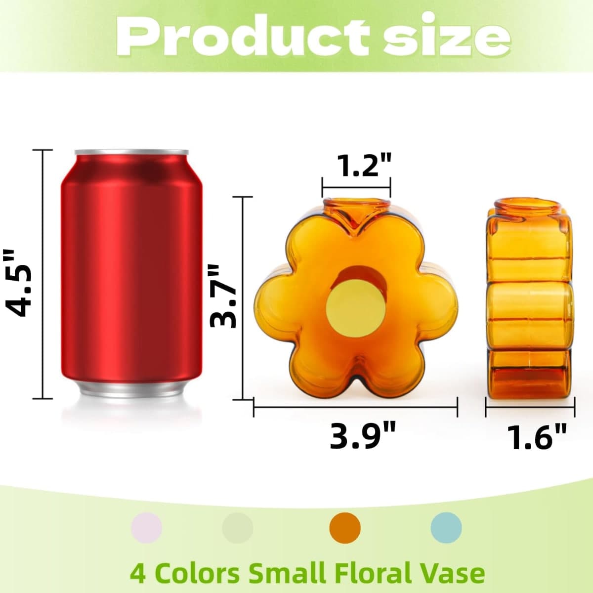 Covzoe 4 Pack Small Glass Vases, Unique Flower Shaped Vase with 4 Colors, Cute Glass Bud Vases for Centerpieces, Modern Decorative Mini Vase for Home, Office, Wedding thumbnail 2