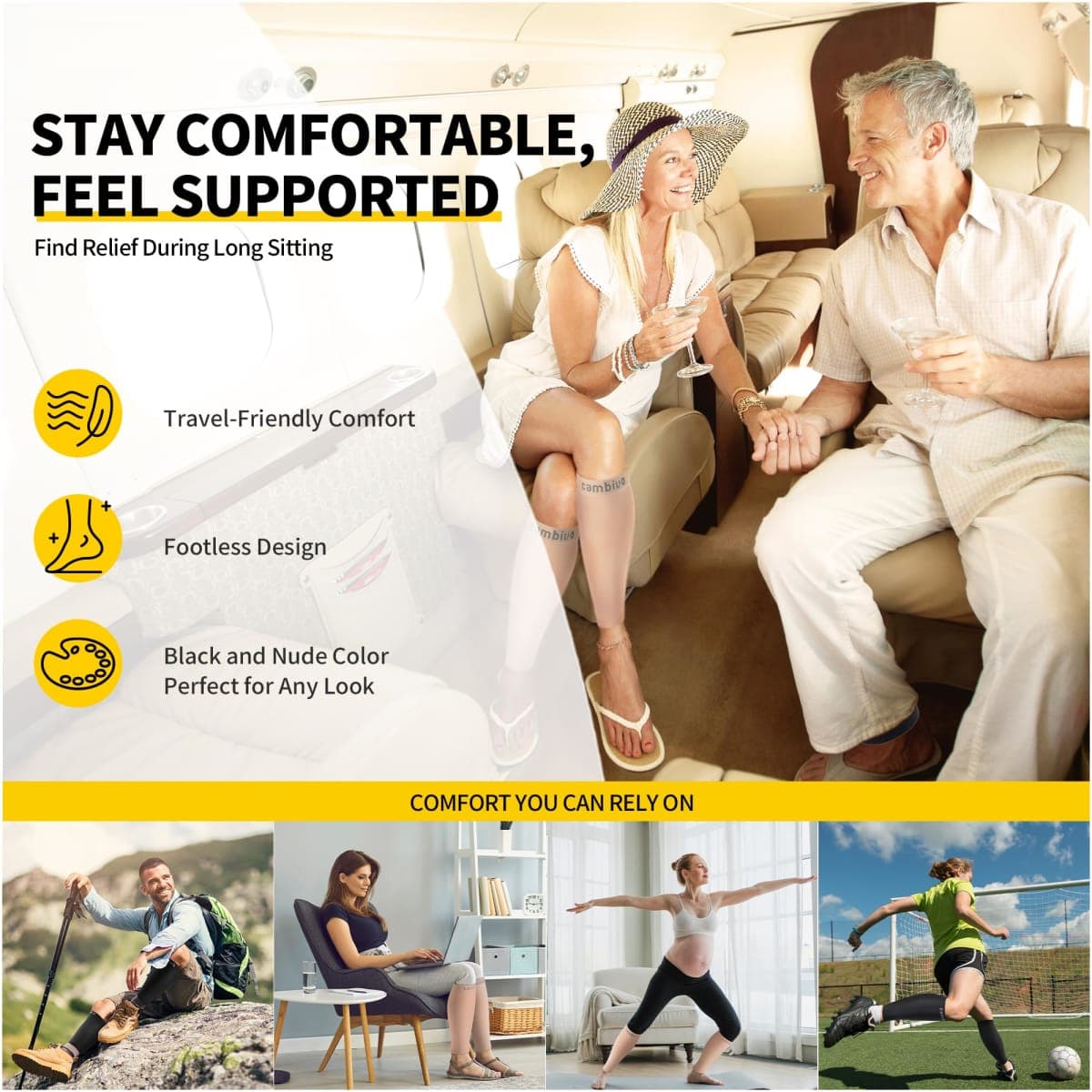 CAMBIVO Calf Compression Sleeve for Women & Men - 20-30mmHg Footless Compression Socks for Shin Splint Relief, Leg Cramps, Varicose Veins, Support for Running, Travel, Nursing, & Everyday Use thumbnail 5