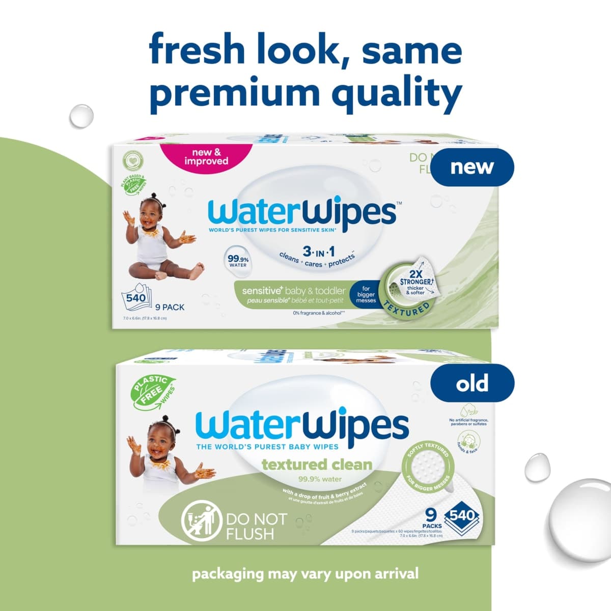 WaterWipes Sensitive+ Baby & Toddler Wipes, 3-In-1 Cleans, Cares, Protects, 99.9% Water, Textured Clean, Unscented & Hypoallergenic, 540 Count (Pack of 9) thumbnail 3
