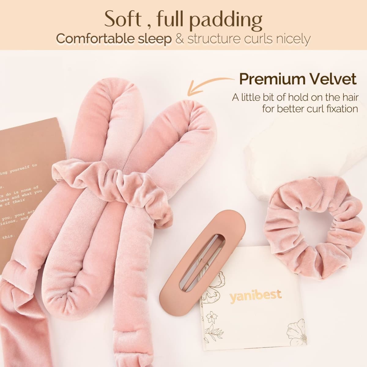 YANIBEST Heatless Hair Curler, No Heat Hair Curlers to Sleep in, Overnight Satin Heatless Curling Set with Hair Scrunchies Clip, for All Hair types thumbnail 3