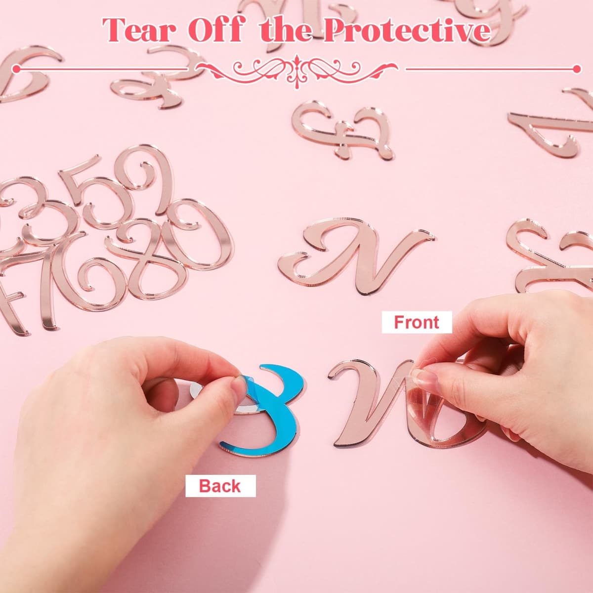 Jspupifip 64pcs Rose Gold Acrylic Cake Topper, Glitter Numbers & Alphabet Decor, Personalized Cake Picks for Anniversary, Baby Shower, Wedding Party Supplies thumbnail 2
