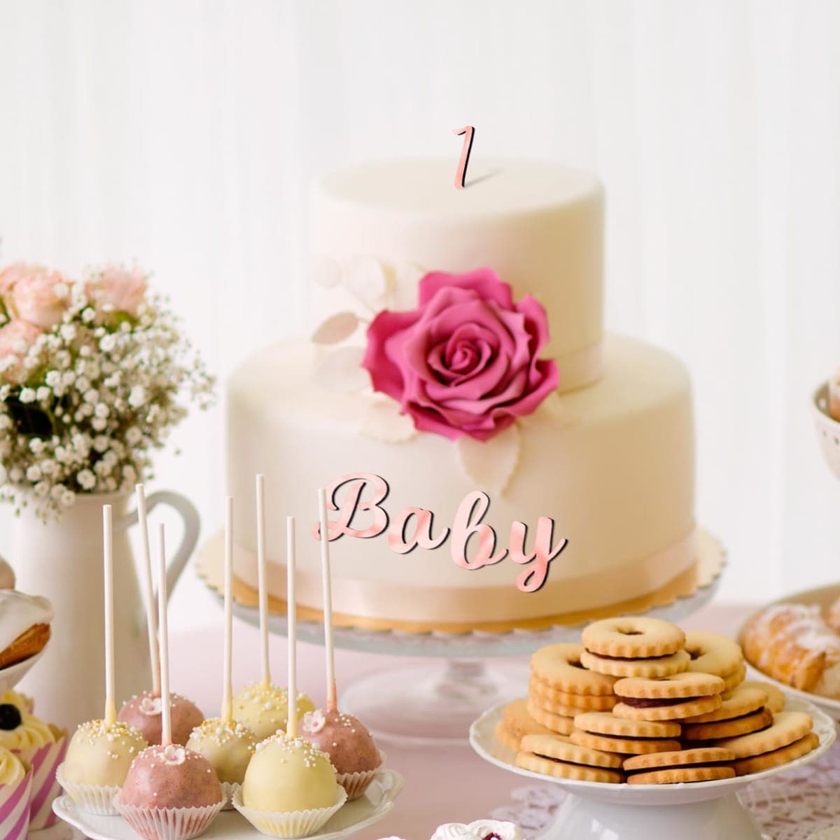 Jspupifip 64pcs Rose Gold Acrylic Cake Topper, Glitter Numbers & Alphabet Decor, Personalized Cake Picks for Anniversary, Baby Shower, Wedding Party Supplies thumbnail 3